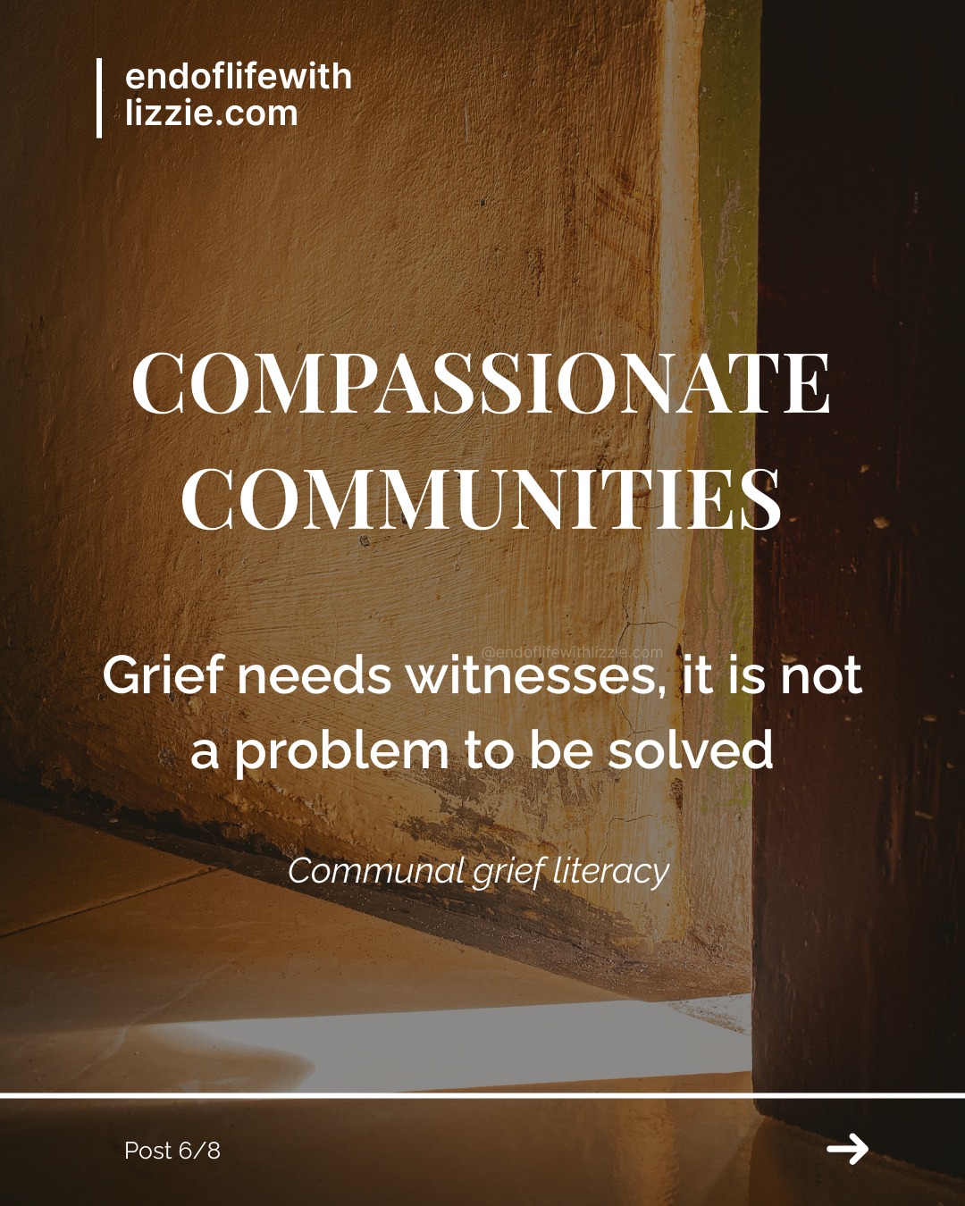 When someone we care about is grieving, many of us panic.
We search for the right words.
We try to make it better.
We reach for reassurance, solutions, silver linings.
Not because we don’t care,
but because most of us were never taught how to sit with pain.
Grief is not a problem to be solved.
It doesn’t need fixing.
It needs presence.
Patience.
Permission to be exactly as it is.
In compassionate communities, we learn to stay.
To listen.
To bear witness.
Because grief doesn’t disappear when it’s held,
but it can soften.
#CompassionateCommunities
#GriefLiteracy
#WitnessNotFix
#GriefSupport
#CareInCommunity