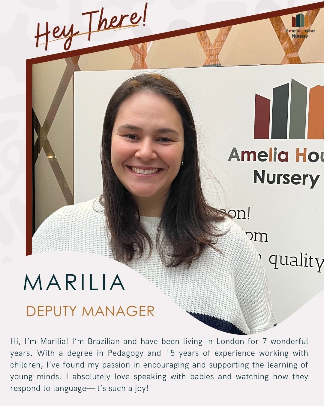 Meet our amazing Deputy Manager at Amelia House Nursery.
"Setting up fun, creative activities for children is one of my favorite things, and I adore seeing the world through their eyes—it’s full of wonder and discovery.
Hearing children laugh is my favorite sound, and when I’m not working, I love traveling and exploring new places and new cultures. I look forward to sharing this incredible journey of learning and growth with your little ones!"
.
.
#leamouthpeninsula #londonchildcare #nurserydecor #nurseryroom #baby #toddler
#LondonCityIsland #theislander #GoodluckHope #ameliahousenursery #businessowners #london #eastlondon #eastlondonnursery #meettheislanders #nursery