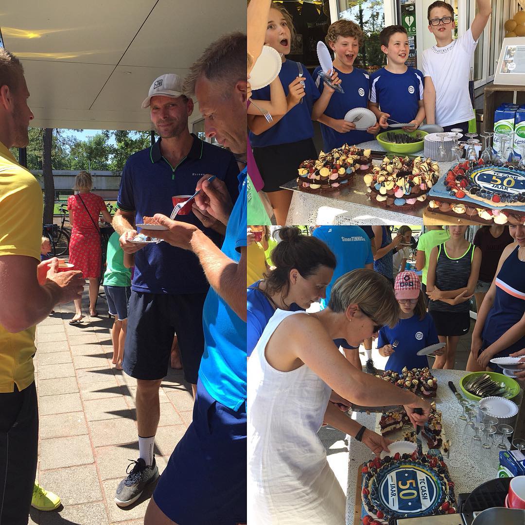 TC Cash 50 jaar!! TespresZo was erbij met heerlijke koffie een paar geweldige taarten van Zoet en Stout👍 #tennisclinicsjengschalken #patisserie