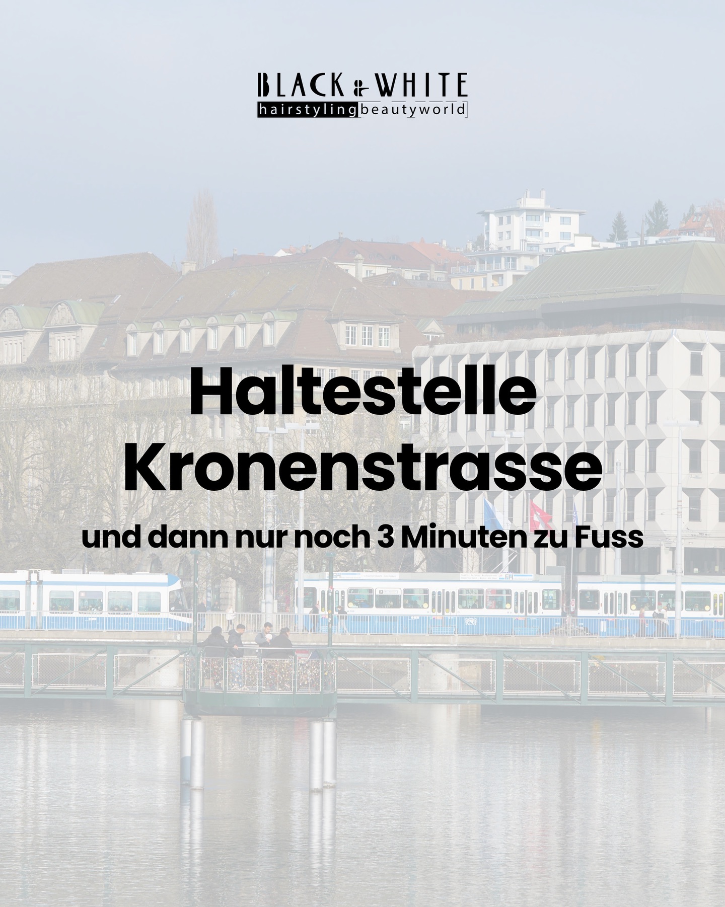 🚋 Nur 3 Minuten ab Haltestelle Kronenstrasse und Du bist bei uns im Salon!
Unser Salon liegt mitten in Zürich, perfekt erreichbar. Wir freuen uns auf Dich!
Buche Deinen Termin bequem über Treatwell.
#CoiffeurZürich #BlackAndWhiteHairstyling #BeautyworldZürich