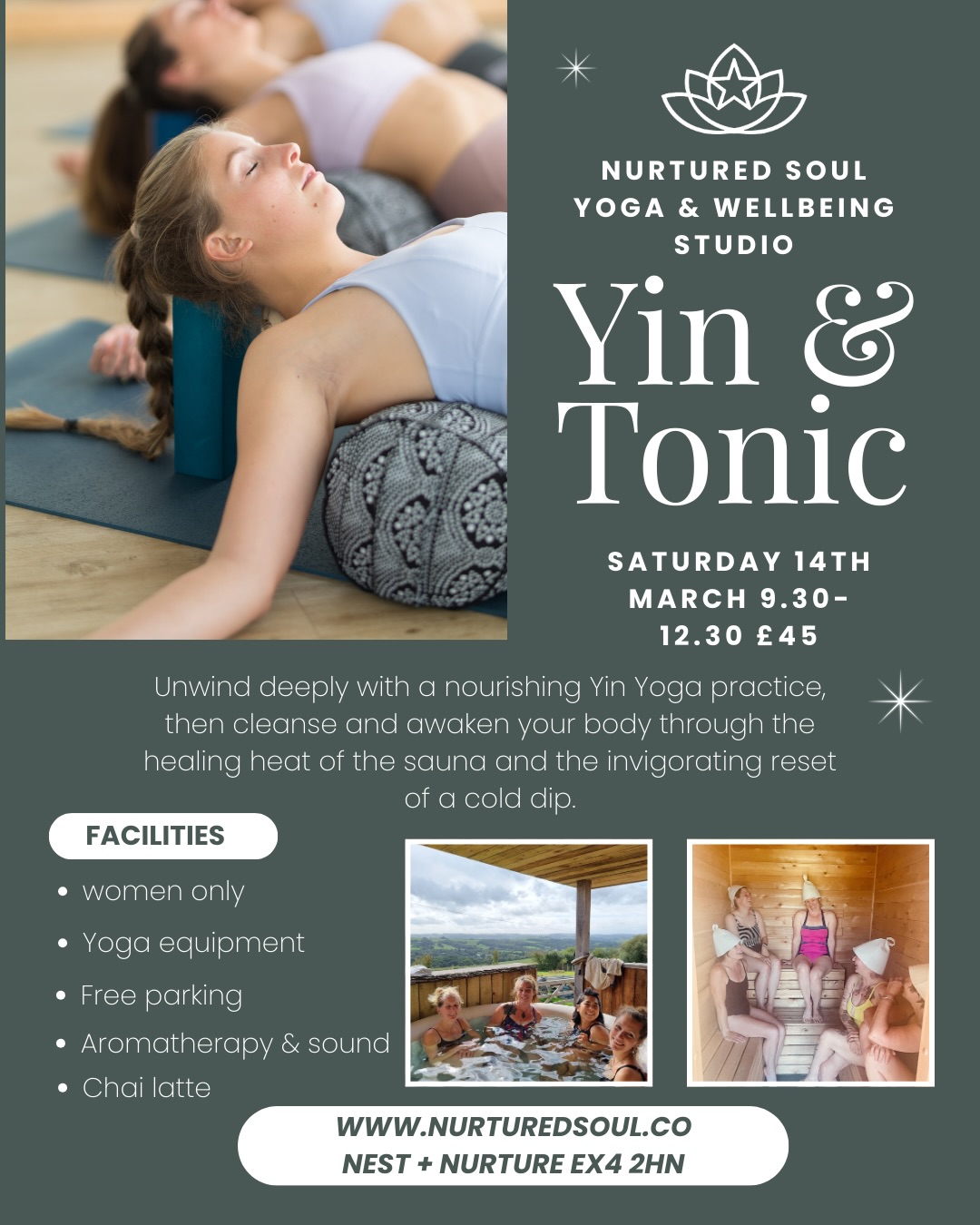 Yin & Tonic — Spring Cleanse for Women 🌿
A gentle reset for body, mind, and nervous system as we move into a new season.
This workshop weaves together yin yoga, sauna, and cold dipping — a powerful rhythm of release, renewal, and awakening.
✨ Yin yoga invites deep rest and slow opening. Long, nourishing holds support fascia, encourage circulation, and create space where we’ve been holding tension.
✨Sauna brings warmth, softness, and flow. Supporting detoxification, easing muscles, and helping the body let go — physically and emotionally.
✨Cold dip awakens and invigorates. A refreshing shift that boosts circulation, sharpens presence, and leaves you feeling clear, energised, and alive.
Together, these practices create a natural spring cleanse — supporting the body’s own rhythms of renewal and helping you step into the season feeling lighter, clearer, and more balanced.
A space to soften.
A space to reset.
A space to welcome new energy.
Come and cleanse, restore, and rise with the season, finish off with a chai latte and a chat.
#exeterlife #yogaworkshop #saunalife #devonyoga