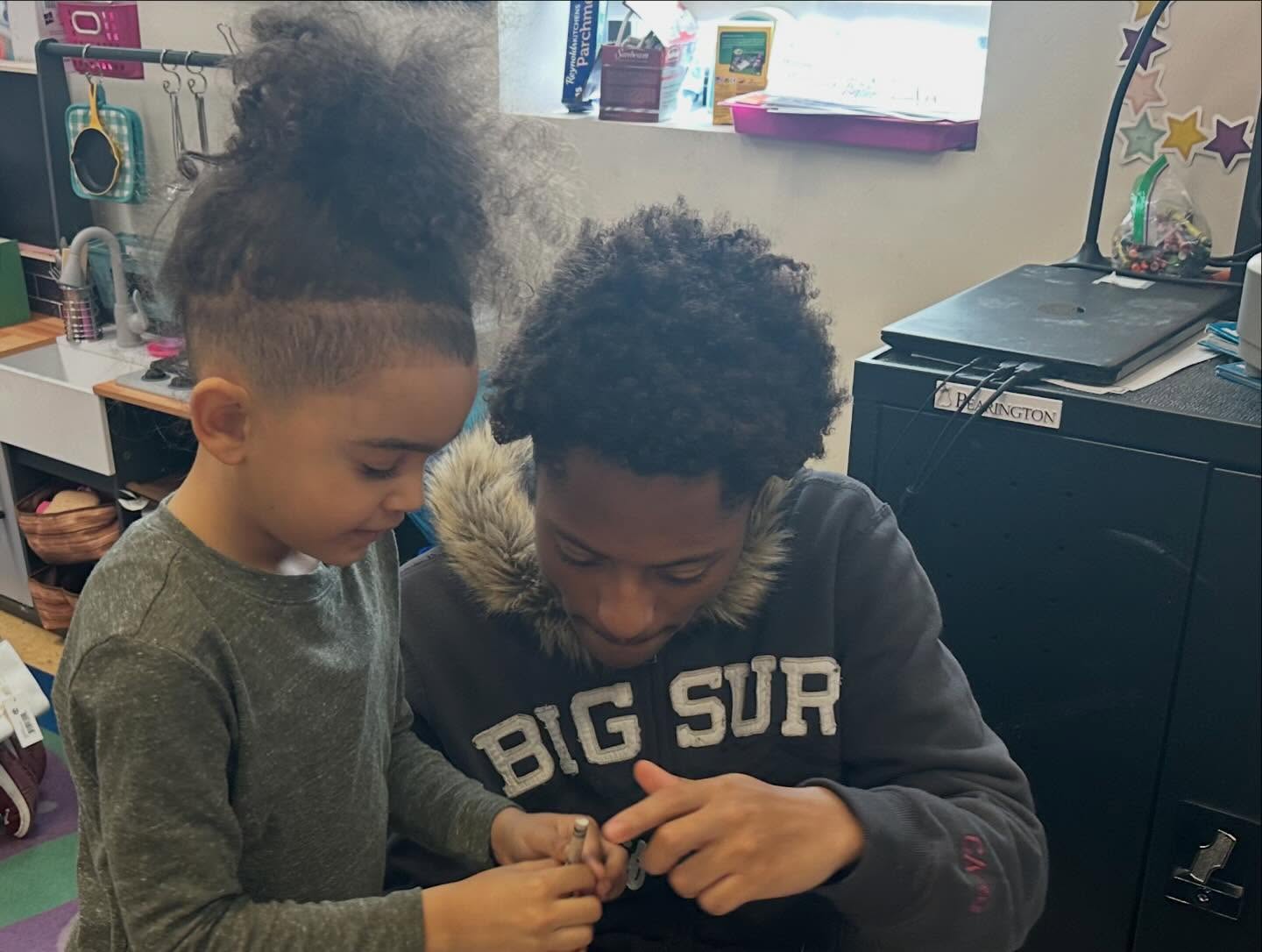 High school buddies came to Kindergarten today. We made birthday cards for unhoused people at the Hoboken Shelter.