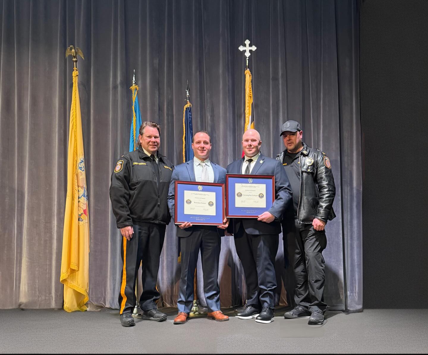 Congratulations to Lieutenant Christopher Scheper and Lieutenant Brendan Huber on their successful graduation from the New Jersey State Association of Chiefs of Police Command and Leadership Academy.
This intensive 13-week program is designed specifically for law enforcement supervisors and focuses on strengthening leadership, decision making, and organizational management skills. Built upon leadership principles and curriculum modeled after West Point instruction, the academy challenges participants to develop practical leadership techniques while deepening their understanding of modern policing strategies and team dynamics.
Throughout the course, students are required to demonstrate mastery of the material through multiple examinations, applied leadership exercises, and a comprehensive course paper. The program demands a high level of commitment, discipline, and professionalism.
Lieutenant Scheper and Lieutenant Huber’s accomplishment reflects their dedication to professional growth and their continued commitment to serving their department and community with excellence. Their leadership, experience, and investment in ongoing education will continue to positively impact those they serve.
Congratulations on this well-earned achievement!