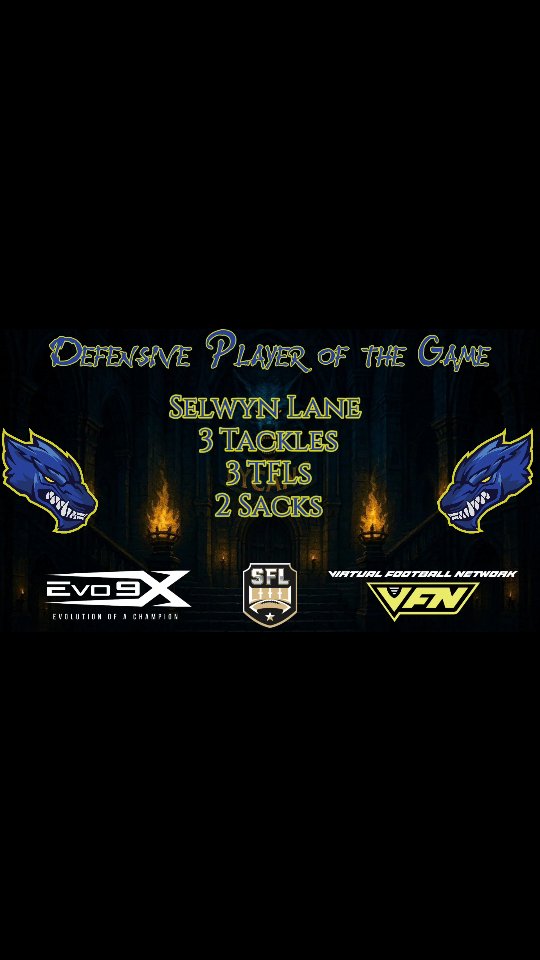 Congrats to our @evo9x Week 2 Defensive Player of the Game:
Selwyn Lane
#69
Defensive End
Seek and Destroy, Sir!
#MakeAnImpact #HowlAtTheMoon #LycAngeles #NewMoon CTN ChangeTheNarrative Fortress Szn26 Evo9X
