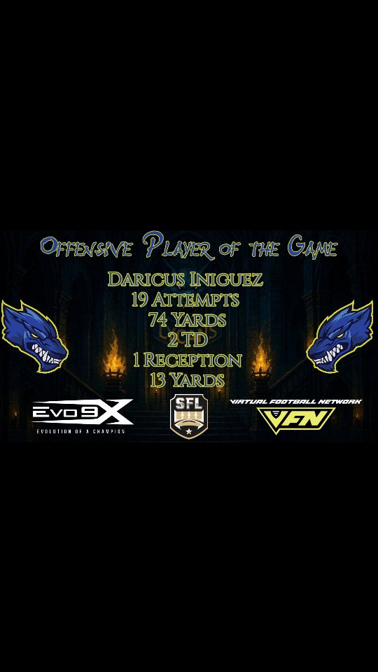 Congrats to our @evo9x Week 2 Offensive Player of the Game:
Daricus Iniguez
#20
Halfback
Major gains!
#MakeAnImpact #HowlAtTheMoon #LycAngeles #NewMoon CTN ChangeTheNarrative Fortress Szn26 Evo9X