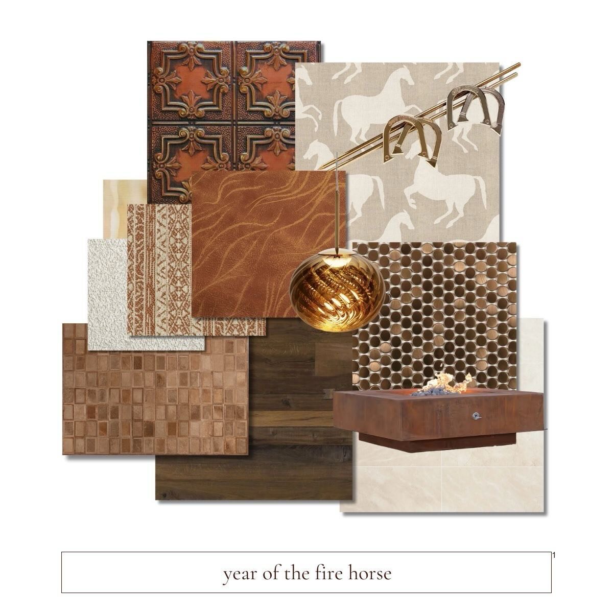 Fire Horse energy is bold, fast, and expressive-favoring statement pieces, sculptural forms, & spaces that move you. Think warm, powerful tones, dramatic lighting, elemental materials, & confident design choices. Design with conviction. Choose character over neutrality. Let the space speak first…the ultimate goal is achieving balance, even with the big dramatic gestures. Because the Fire Horse never whispers.@tilebar @americantinceilings @brentanofabrics @rockymountainhardware @mitchell__black @garrettleather @kylebunting @devine_flooring @tomdixonstudio