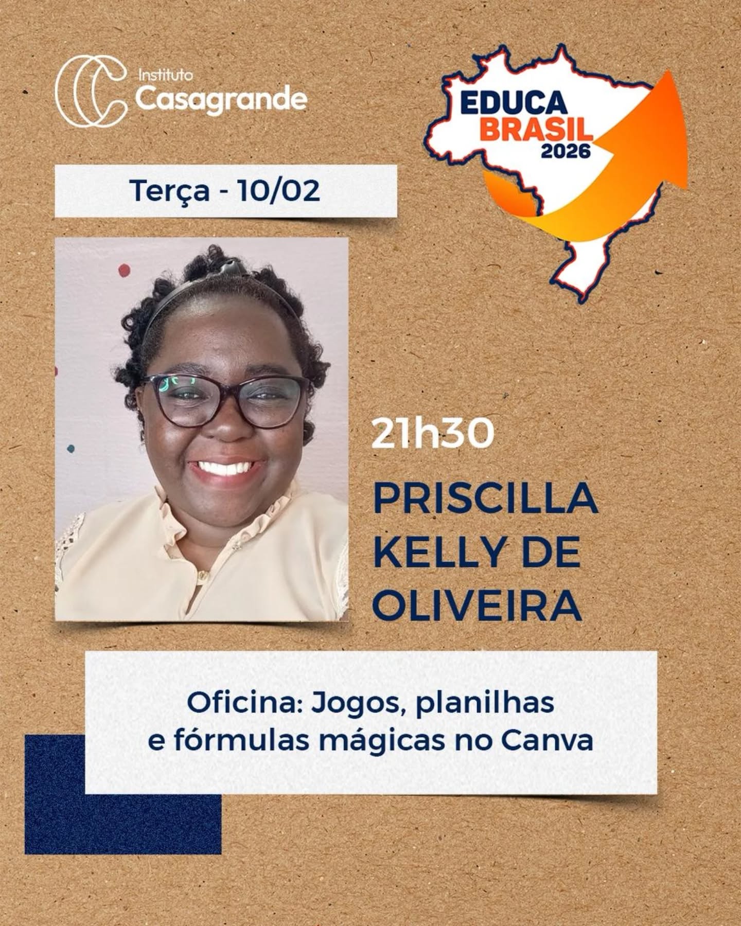 Temos um encontro imperdível no Educa Brasil 2026 do @institutocasagrandeoficial
Você vai aprender como usar o Canva Programação e as Fórmulas Mágicas para agilizar suas planilhas no Canva!
Espero vocês no dia 10/02 às 21h30!!!!
💖🎉🤩