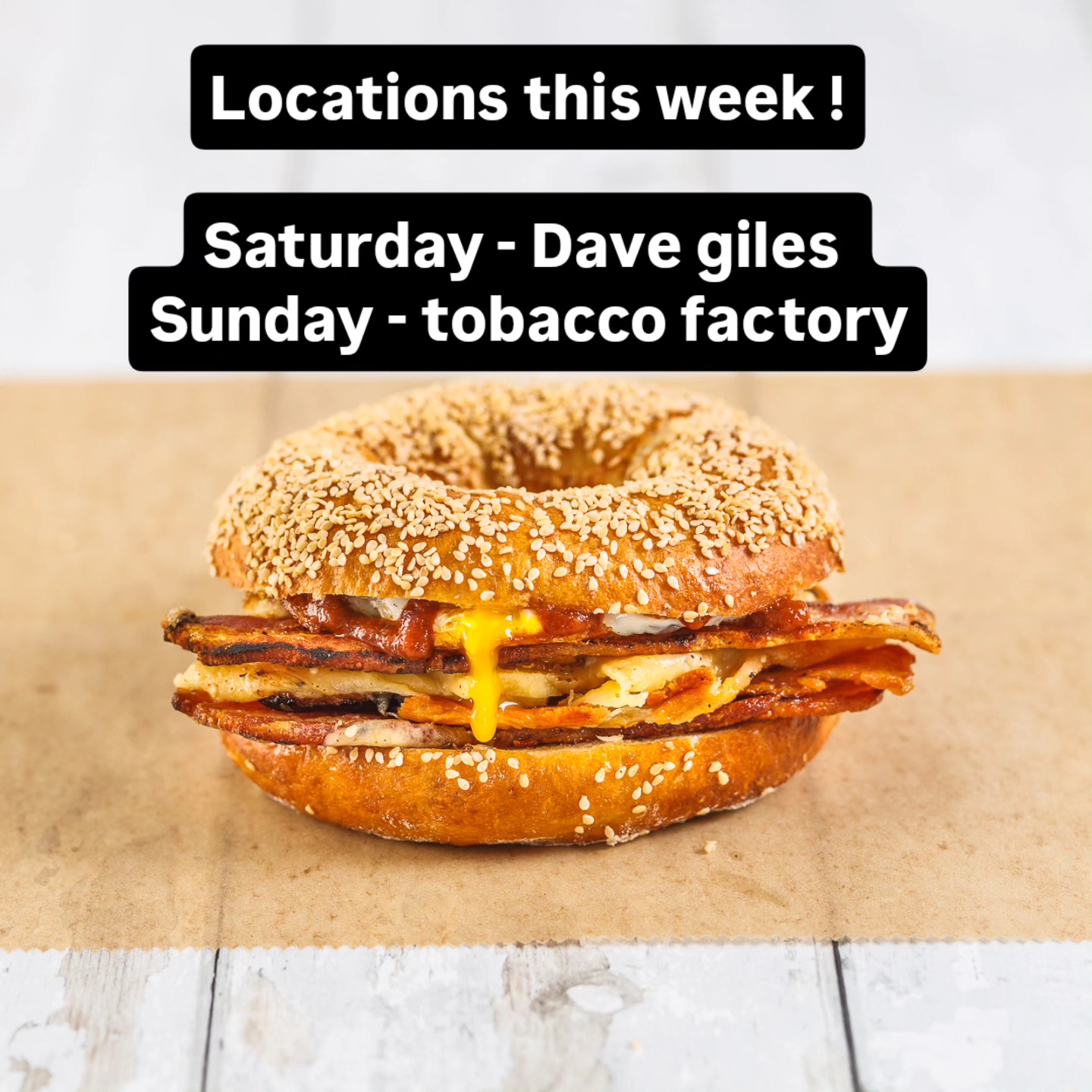 Catch me @davegilesbutchers and @tobaccofactorymarket this weekend. :)
#bagels #streetfood #bristol #markets #baked