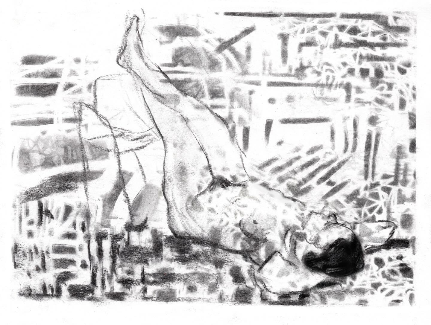 Setting up the page beforehand makes abstraction inevitable. The page becomes a place.
Special thanks to @samiridge for her wonderful modeling Tuesday night at
#BIMUSEUM.of.ART ’s life drawing session, Go Figure!
#drawingsmatter #drawing #drawingpractice #drawingwithcharcoal