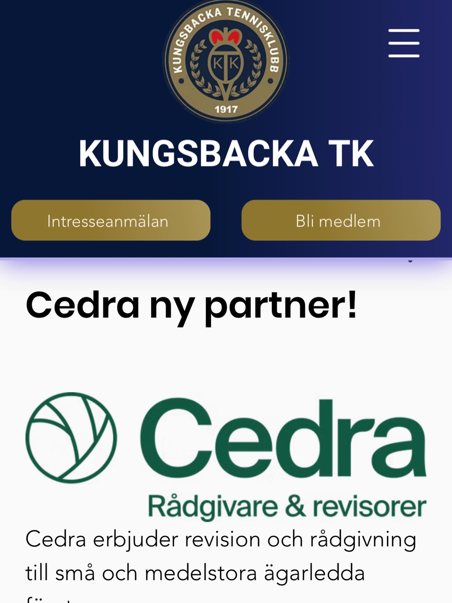 Vi välkomnar Cedra som ny partner till KTK! 🤝 🎾