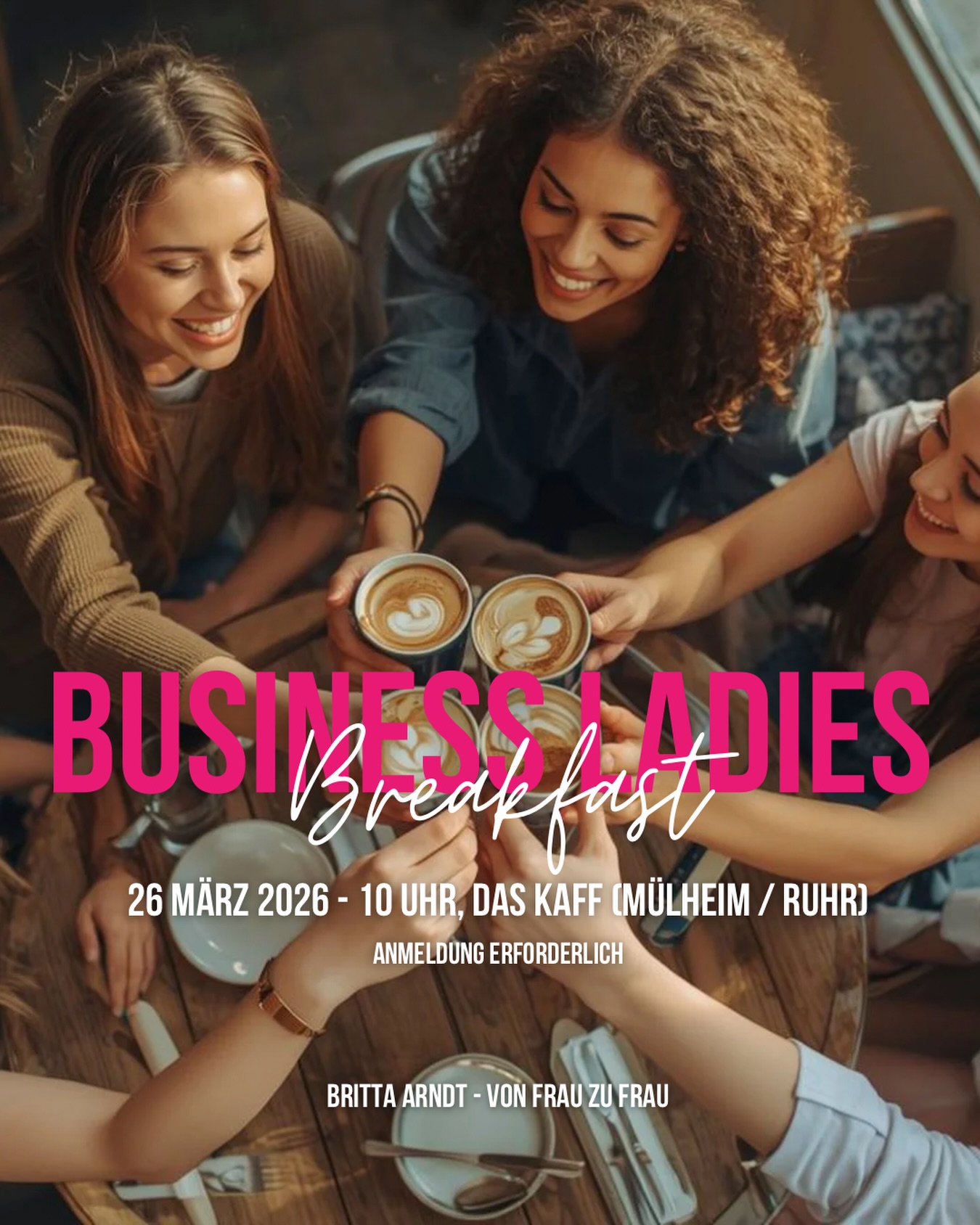 BUSINESS LADIES BREAKFAST 🥐☕️
📅 Donnerstag, 26. März 2026
⏰ 10–13 Uhr
📍 @das_kaff_mh , Mülheim an der Ruhr
Lasst uns gemeinsam frühstücken, austauschen und vernetzen!
Freu dich auf ein entspanntes Business-Frühstück in inspirierender Runde. @das_kaff_mh verwöhnt uns mit einer liebevoll zusammengestellten veganen Auswahl: Bagels, Croissants, Hummus, Antipasti, Guacamole, Joghurt und vieles mehr 🥐🥯
In lockerer Atmosphäre hast du die Möglichkeit, wertvolle neue Kontakte zu knüpfen, potenzielle Kooperationspartnerinnen kennenzulernen und dich mit anderen Unternehmerinnen aus Mülheim und Umgebung auszutauschen. Oft entstehen hier genau die Gespräche, die neue Ideen, Kooperationen oder Business-Chancen eröffnen. ✨
Du musst dich nur zurücklehnen, genießen und offen sein für echten Austausch.
💡 Nicht vergessen: Visitenkarten, Flyer & Co. sind herzlich willkommen.
➡️ Dein Invest: 39 € Teilnahmegebühr
inkl. veganem Frühstück
(Getränke sind nicht enthalten und werden vor Ort individuell bezahlt)
❗️ Wichtig: Anmeldung über meine Website ist unbedingt erforderlich – die Plätze sind auf 11 Teilnehmerinnen begrenzt.
(Keine Anmeldung für reine Networkerinnen!)
Ich freue mich auf dich! 💛
Liebe Grüße
Britta
BUSINESS & COMMUNITY MENTORIN
@vonfrauzufrau_business @von_frau_zu_frau_coaching
.
.
.#unternehmerin #unternehmerinnen #vegan #ruhrgebiet #mülheimanderruhr