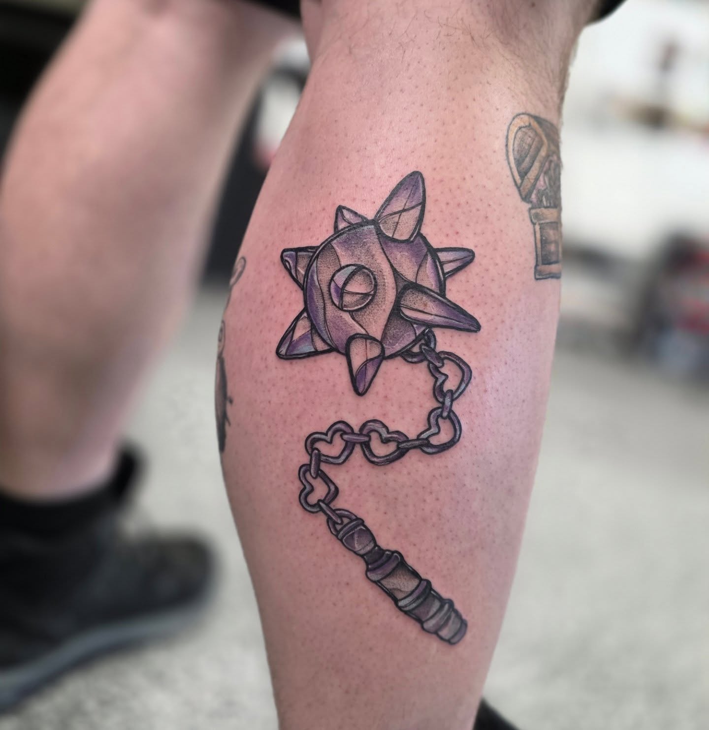 Double flails, all in one day, 2 different homies
Thanks guys!
More stained glass or weaponry tattoos would be tight, just saying 🫡
Always booking, hit up my website: tattoosbyabbyrose.com