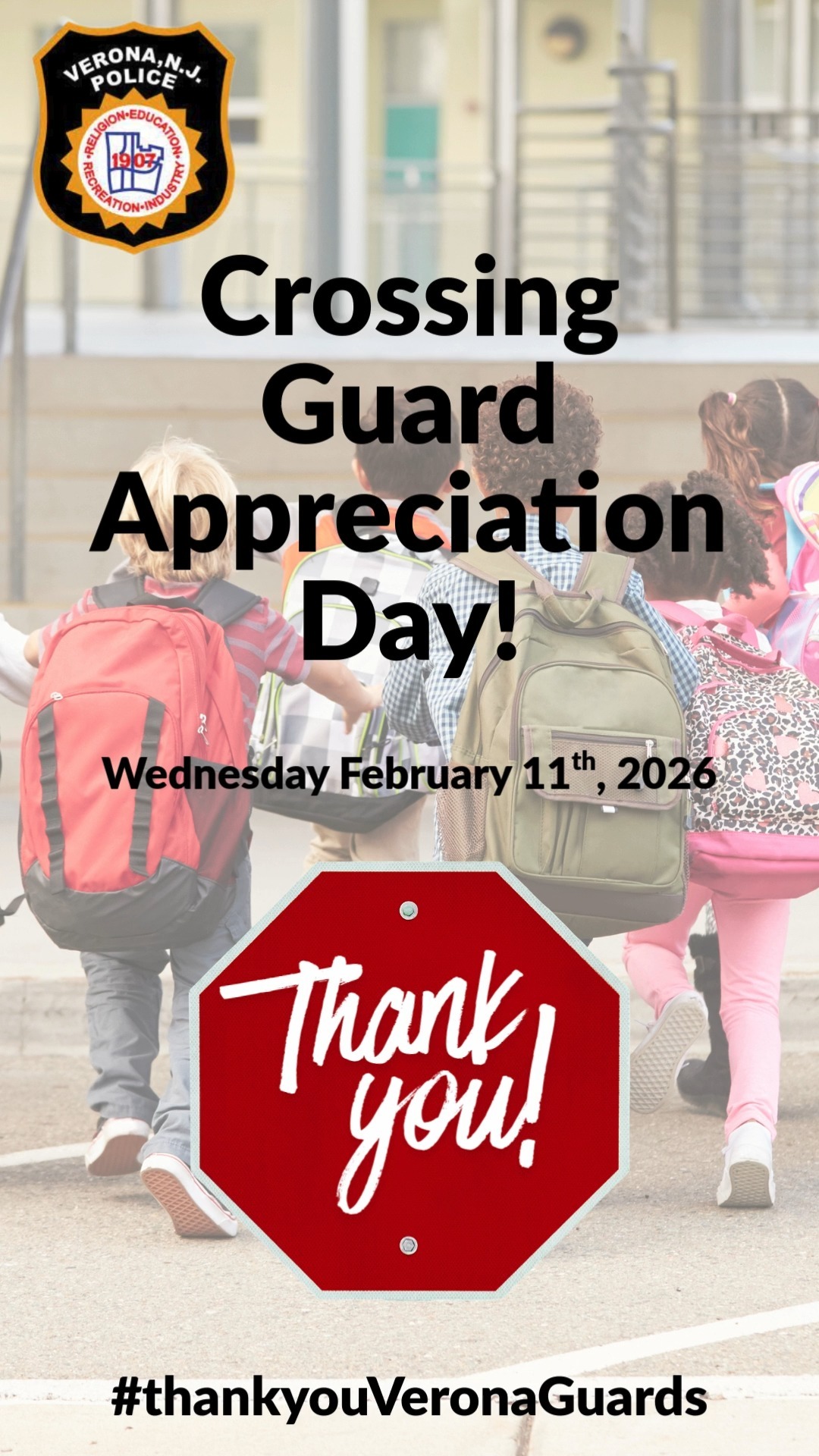 Crossing Guard Appreciation Day!
Rain, snow, cold mornings, and busy afternoons—our crossing guards are always there, keeping everyone safe with care and commitment.
We’re excited to celebrate our incredible crossing guards on Wednesday, February 11th.
Join us by giving a wave, sharing a thank-you, or leave a kind comment!
#thankyouVeronaguards #veronapd #vpd