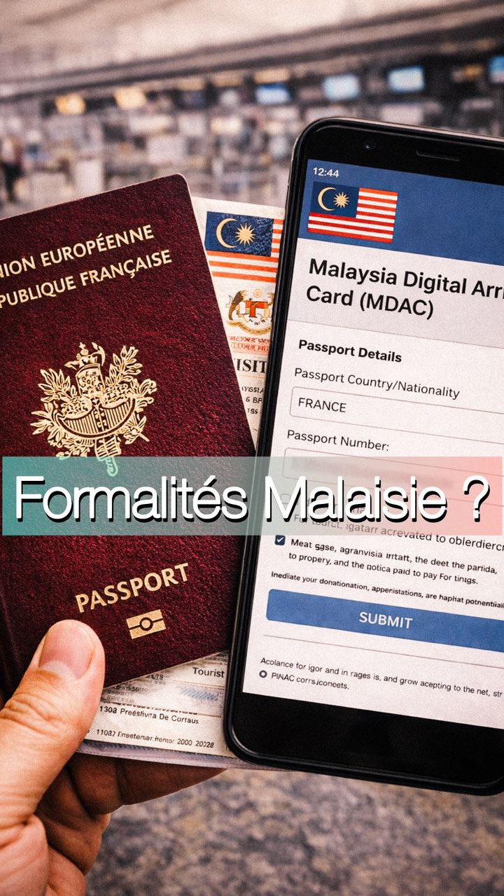 🇲🇾 Entrer en Malaisie : ce qu’il faut savoir
Bonne nouvelle pour les voyageurs avec un passeport français : il n’y a pas besoin de visa pour un séjour touristique en Malaisie (dans la limite des 90 jours autorisés). 🌏✈️
👉 En revanche, depuis janvier 2024, tous les visiteurs étrangers doivent remplir une déclaration d’arrivée électronique obligatoire appelée Malaysia Digital Arrival Card (MDAC) avant d’entrer dans le pays. 
📋 Voici ce qu’il faut faire :
• Remplis le formulaire MDAC en ligne dans les 72 h avant ton arrivée en Malaisie. 
• C’est un formulaire par personne, totalement gratuit, et obligatoire même si tu es exempté de visa. 
• Fais bien attention aux sites frauduleux qui veulent te faire payer : ne fais ça que sur le site officiel du gouvernement malaisien. 
👉 Lien officiel pour remplir ton MDAC (gouvernement malaisien) :
📌 https://imigresen-online.imi.gov.my/mdac/main 
👆🏻Sauvegarde ce poste si tu pars bientôt en Malaisie et abonne-toi pour plus d’infos sur la Malaisie 🇲🇾