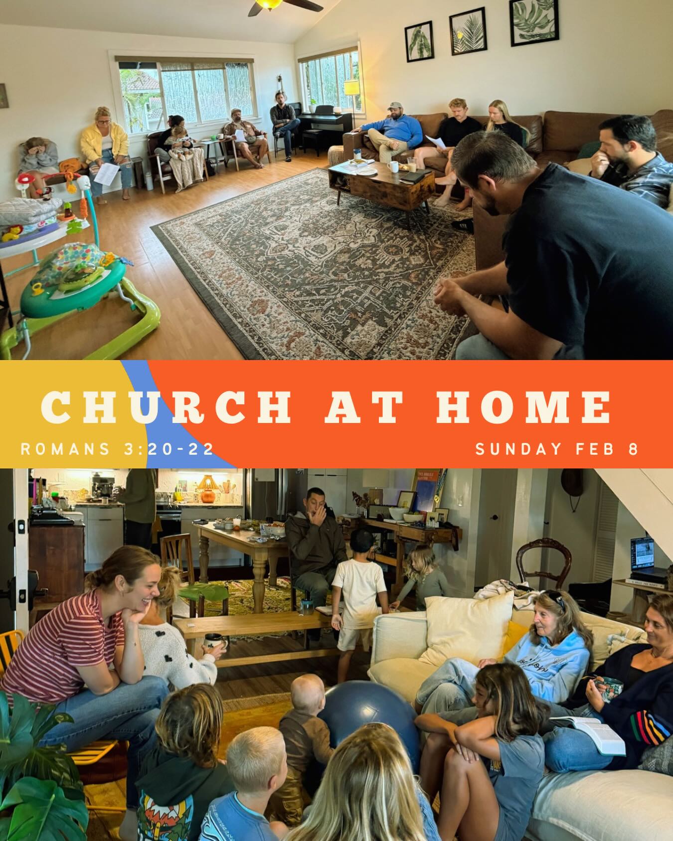 SUNDAY RECAP:
The storm came but it didn’t stop the church from gathering together! This Sunday looked a little bit more like the New Testament church beginnings as we came together in homes throughout our community to worship and receive from His word.
We went over Romans 3:20 and why the Law is still important. We don’t follow it to gain Christ. We follow it to love him.
*We’ll never master the law. But we can anchor ourselves to the law.
- This week, dig more into understanding God’s Law because it’s the best way to know who God is.
- Leviticus, Psalm 119, and Exodus 20 are great places to start