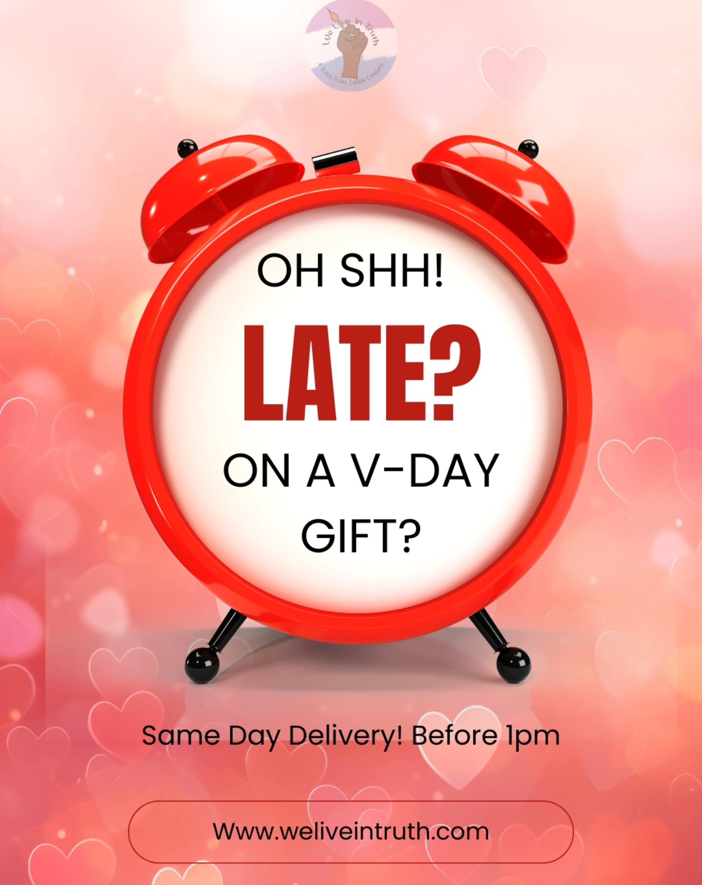Oh SNAP! Did you forget to get yourself or someone you care for a day gift?
Well listen you still have a LITTLE time and we got you fam!
We are offering same day shipping/delivery when ordering before 1pm.
Need an upgrade? You can create a small collection box!
Limited time only!