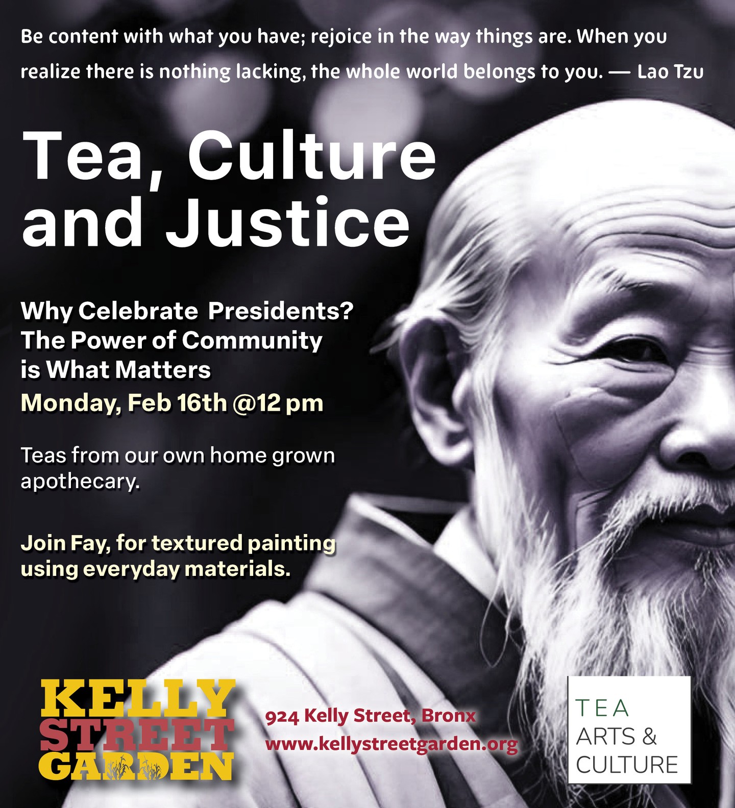 Maybe we can start to let go of the national traditions and just celebrate being together. Join us for a cup of tea and some art making. Put Lincoln and Washington out of your mind for an afternoon.