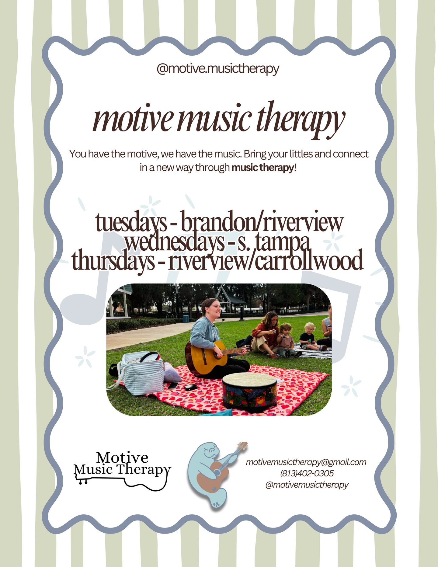 Immediate availability @motivemusictherapy 🫶🏼🎵
We have immediate openings for music therapy! Call us 8134020305 or fill out our intake form at motivemusictherapy.com 💌🎵
#musictherapy