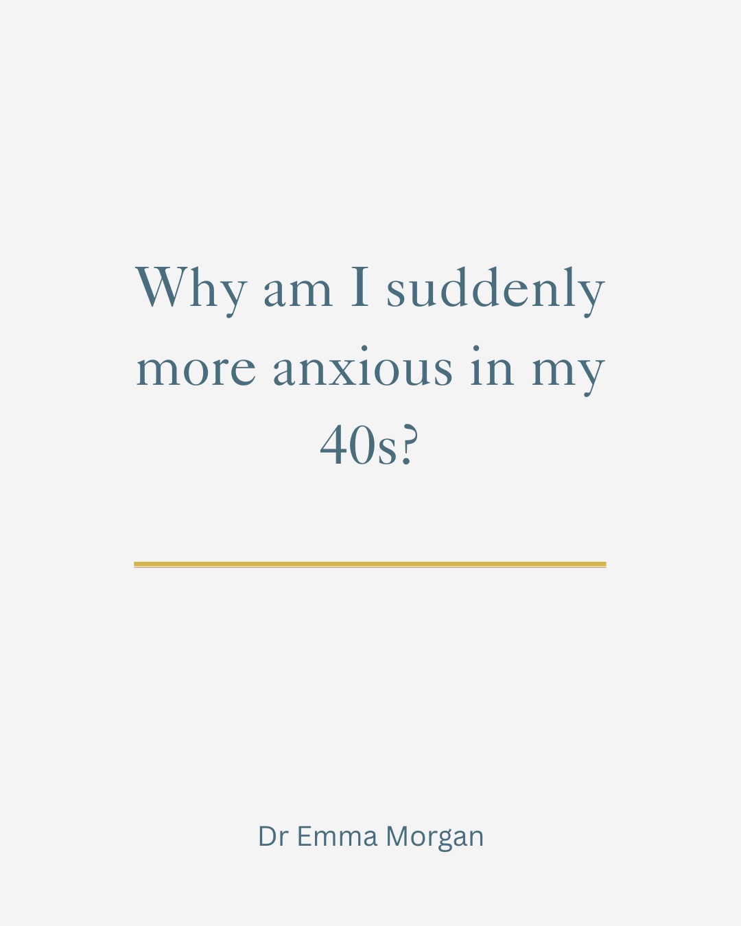 Anxiety, related to anything and everything, is often one of the first symptoms women experience in the perimenopause. This is normally due to the falling progesterone. However, once oestrogen starts fluctuating this can have a huge impact on mental wellbeing, causing mood swings, irritability and anxiety.
You are not alone and it is important to know that an holistic approach can be hugely beneficial in feeling your normal self again.
Please get in touch if you would like support in doing this.
#Perimenopause #MenopauseSupport #HormoneHealth #WomenOver40 #holistichealth #menopausedoctor