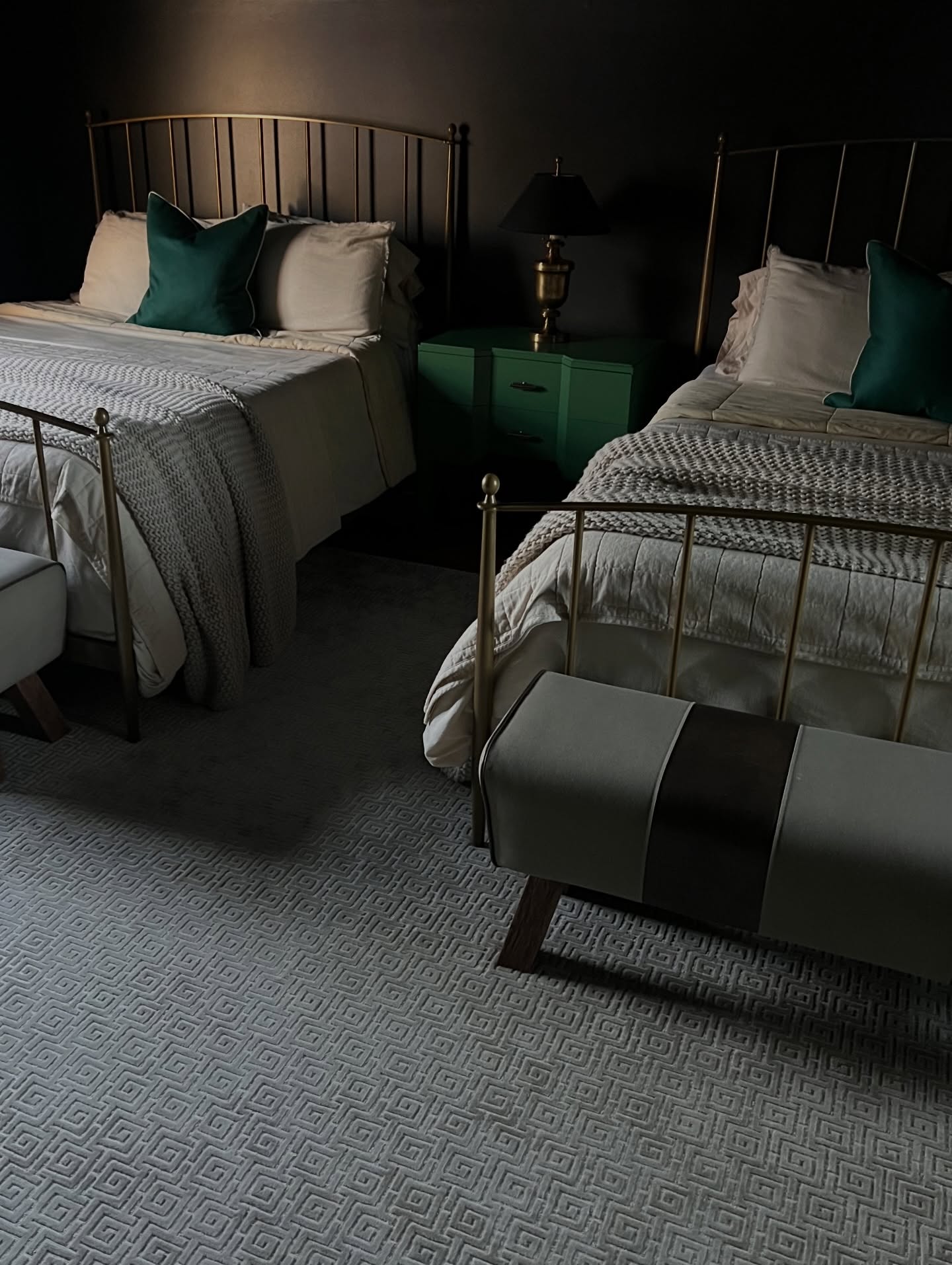 Our sons’ bedroom is still a favorite, even five years later. Timeless by design, with layered neutrals, warm metals, and enduring materials that never feel dated. The refined rug pattern grounds the space with quiet sophistication, echoing the heritage, old-world sensibility so often associated with classic Ralph Lauren interiors. #TimelessDesign #PrestigeProject #HeritageHome #MoodyInteriors #SimplyQuartered