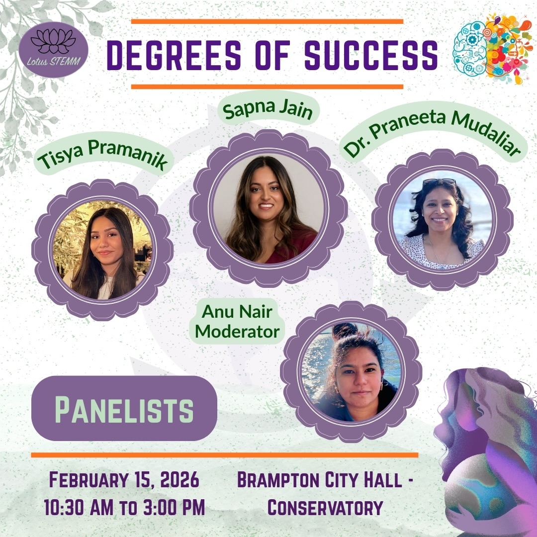 Panel Reveal: Sustainable Living Advocacy 🌿
Sustainability isn’t just a buzzword—it’s a practice shaped by our culture, our professional roles, and our commitment to justice. 🌍
We’re gathering three distinct voices for an honest conversation, guided by our moderator, Anu Ramchandran Nair.
🎤 Meet our Moderator: Anu Ramchandran Nair A strategic life sciences professional and PhD student, Anu’s career spans the entire research lifecycle, from the lab bench to health systems. As an empathetic leader, she brings a rare end-to-end view of innovation and a passion for community impact.
Meet our Panelists:
✨ Tisya Pramanik: Grounded in her cultural roots as a first-generation immigrant, Tisya finds stewardship in the everyday—reminding us that gardening, baking, and small daily habits are where meaningful change begins. 🥖🌱
✨ Sapna Jain: Bridging the gap between data and action. As President of DAMA Toronto and a manager at Iron & Earth, Sapna leads initiatives that strengthen communities and advance workforce development for a sustainable economy. 📈🤝
✨ Dr. Praneeta Mudliar: A researcher and educator at UTM whose work explores the intersections of power and justice. From land conservation to youth climate advocacy, she is dedicated to empowering the next generation of environmental problem-solvers. 📚⚖️
Come for the insights, stay for the community. 🗣️
🔗 Register via the link in our bio!
#DegreesOfSuccess #LotusSTEMM #Sustainability #southasiandiaspora