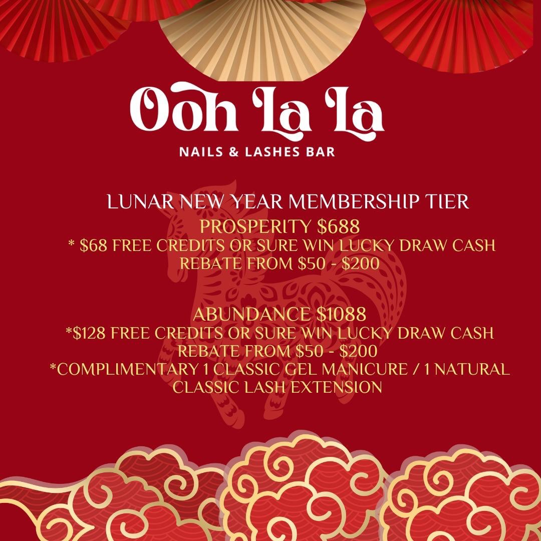 🧧✨ Lunar New Year, new glow ✨🧧
Welcome prosperity & abundance with our Lunar New Year Membership Tiers 💅👁️
💰 Sure-win lucky draw cash rebates
🎁 Free credits & complimentary services
Limited time only — treat yourself (or someone you love) 🧨
Call/WhatsApp 80712924 for bookings.