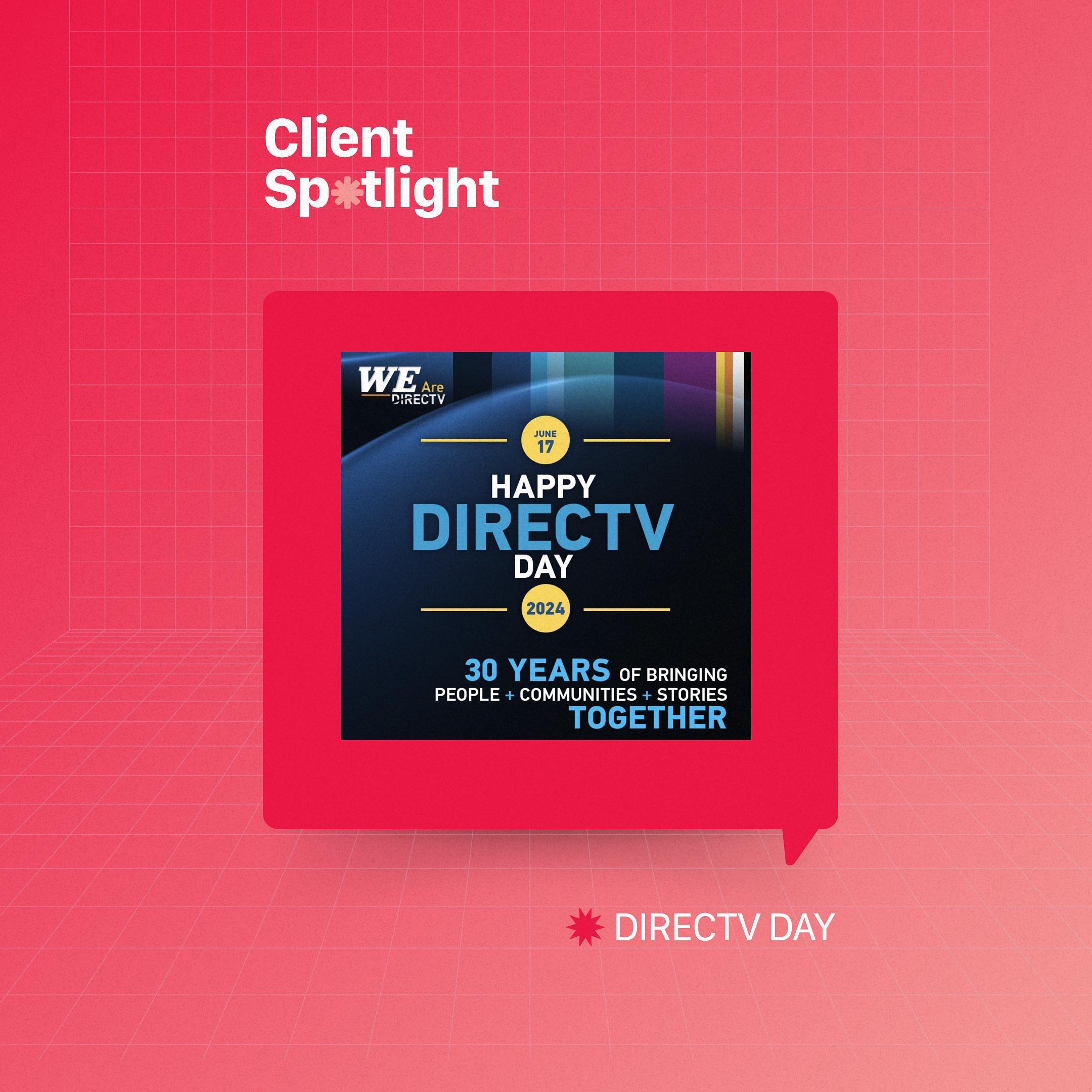 DIRECTV ✨ 30 years of excellence ✨
We are honored to be part of this! 🤝
#WeAreDIRECTV #TheDestinyLab #ClientSpotlight
Image: DIRECTV Linkedin