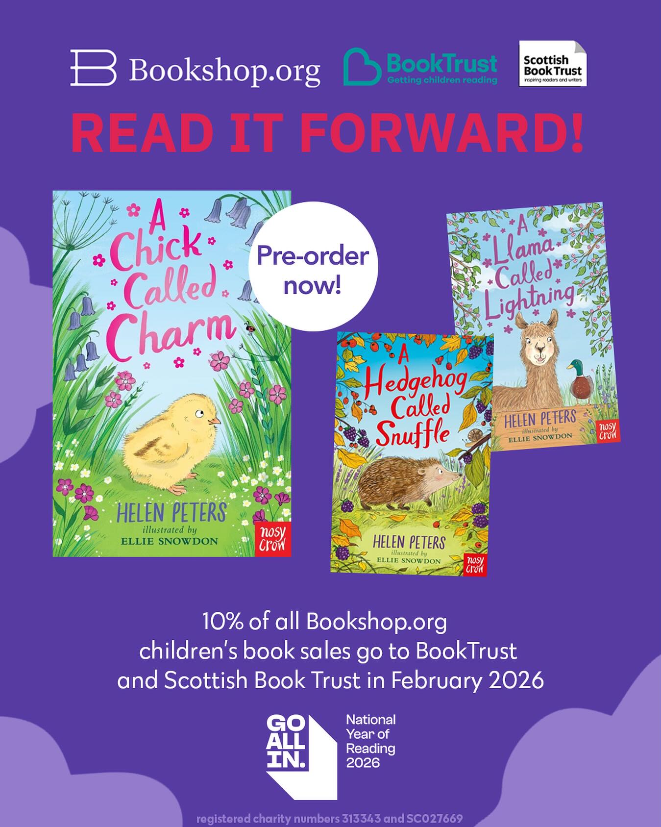 I’m supporting #ReadItForward! Buy any children’s book during February from @bookshop_org_uk and they will donate 10% to @booktrust and @scottishbktrust.
You could even pre-order A CHICK CALLED CHARM, the new book in the Jasmine Green series by @snowdon_illo and me, published by @nosycrow and out on 12th March! 🐣🐥🐓