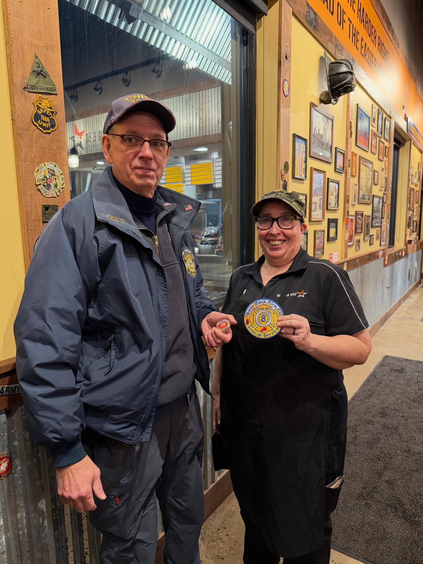 Yesterday, February 2nd, members of Rehab 13 had the honor of presenting a challenge coin to the team at Mission BBQ – Cherry Hill.
Their staff treated our members to drinks and dessert, and more importantly, showed genuine appreciation for the first responder community.
We want to sincerely thank Mission BBQ for their continued dedication to honoring and supporting those who serve. Your support does not go unnoticed.
#Rehab13