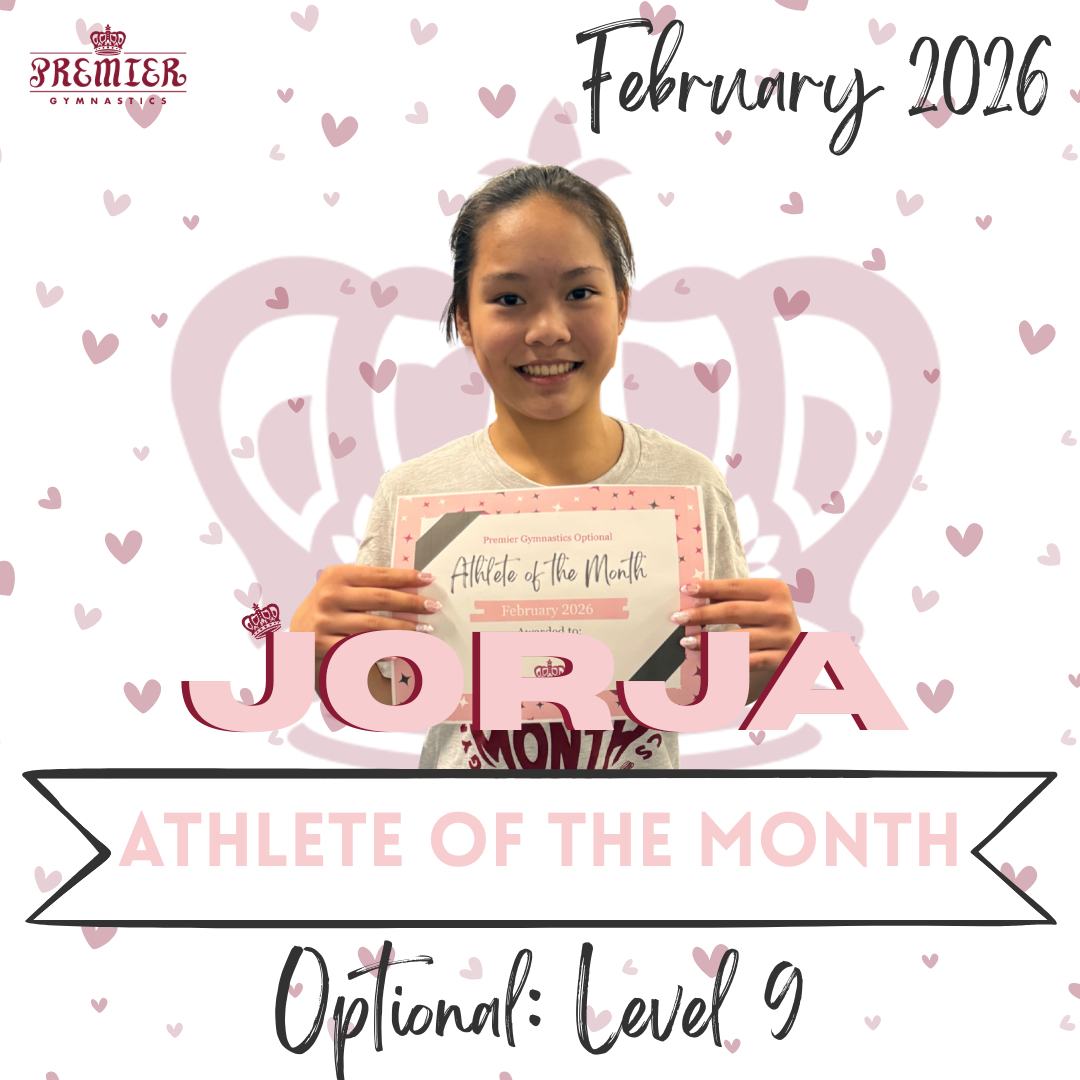 February Athletes of the Month ✨👑
We’re so proud of these athletes and the hard work they bring into the gym every day. Way to lead by example!
🩷 Optional Level 9 — Jorja
🩷 Xcel Gold — Raina
🩷 Compulsory Level 4 — Scarlytt
🩷 PreTeam / Future Stars — Giulia
🩷 School Age Bronze 1 — Brooklyn
🩷 Preschool Tot & Me — Gabriella
Keep showing up, working hard, and wearing those crowns high! 👑🤍