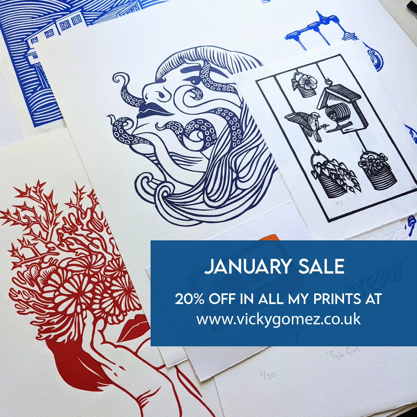 I'm offering a 20% discount on all my prints on my website www.vickygomez.co.uk
Don't miss this chance to grab an original print at a great price, offer valid throughout January!
.
.
.
#prints #printsforsale #printsonsale #originalprintsforsale #artsale #januarysale