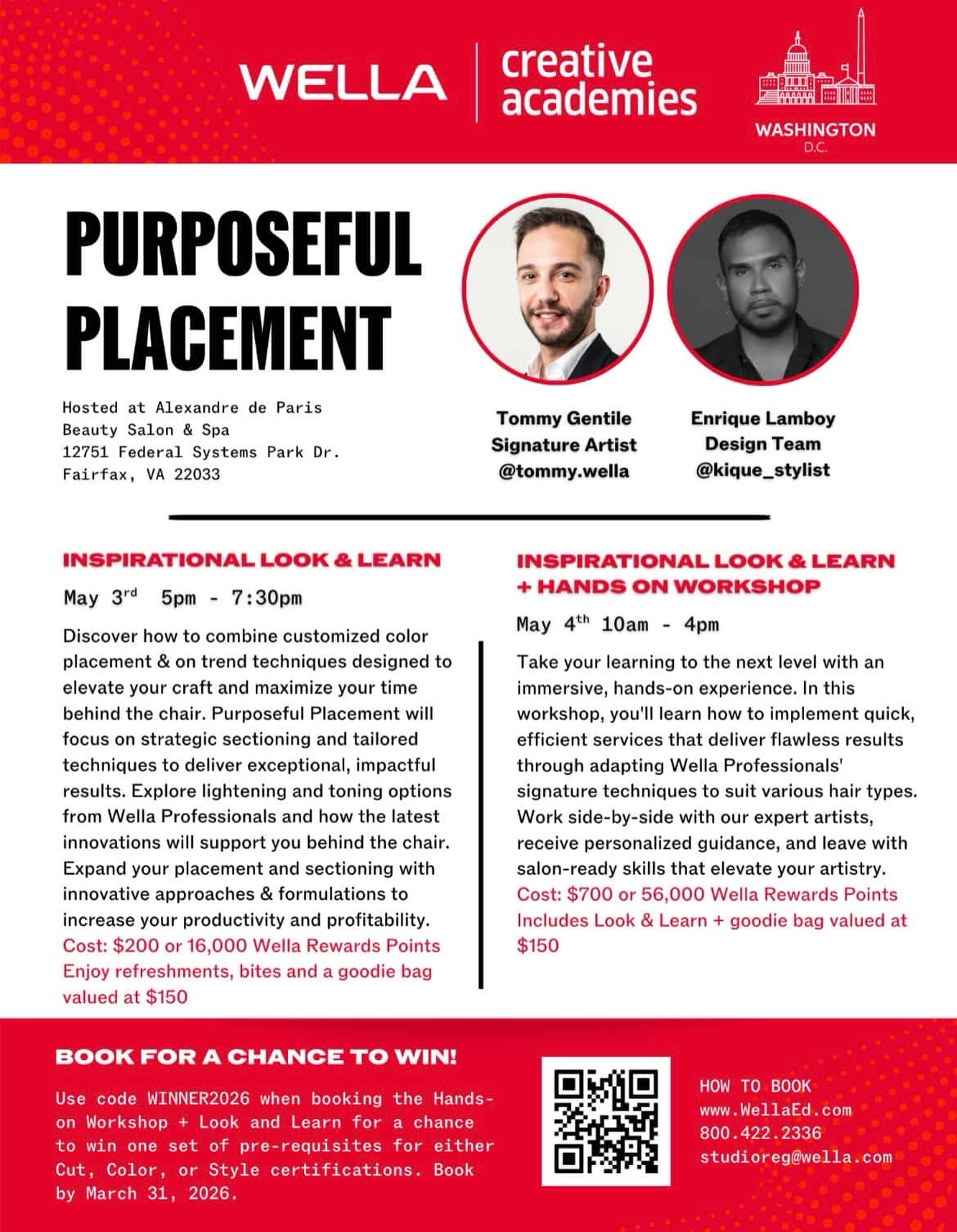 DMV artists, this one’s for you! ✨😍
@wellaeducation Creative Academy is coming to the DMV with its first Purposeful Placement Seminar on May 3rd & 4th—and I’m so excited to share the stage with @tommy.wella ✨
Get ready for intentional sectioning, modern placement, and techniques you can use right behind the chair.
Secure your seat with the QR code or visit wellaed.com.
Let’s create something beautiful together. ✨