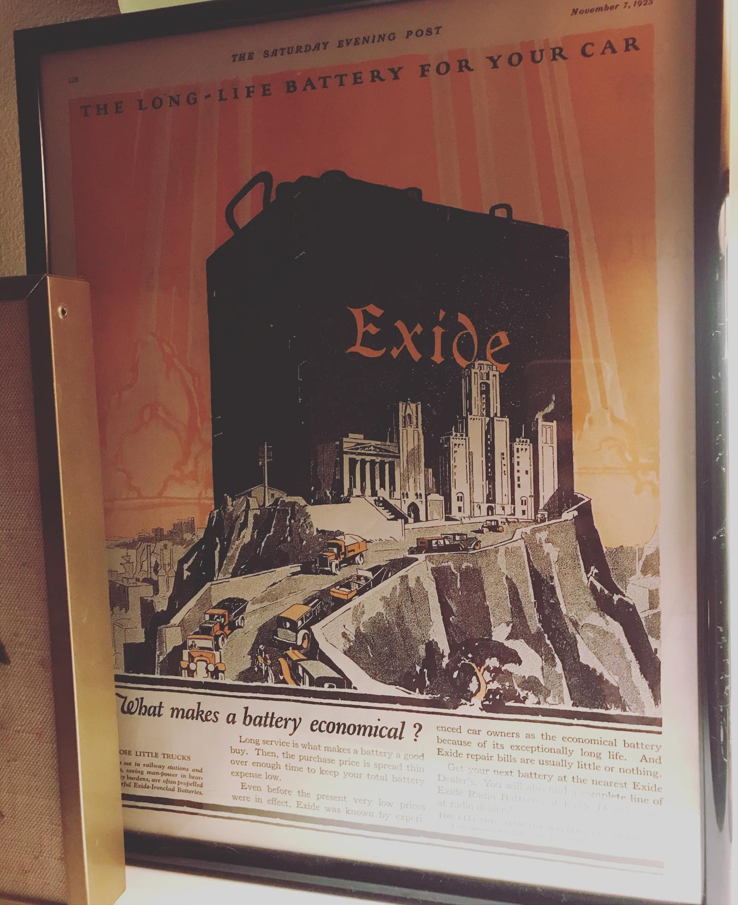 Check out this cool vintage car battery ad we found thrifting for the office! #vintageadvertising #typography #fonttrends #resurface #printdesign #atlcreatives #woodstockcreatives #atlagency #woodstockga