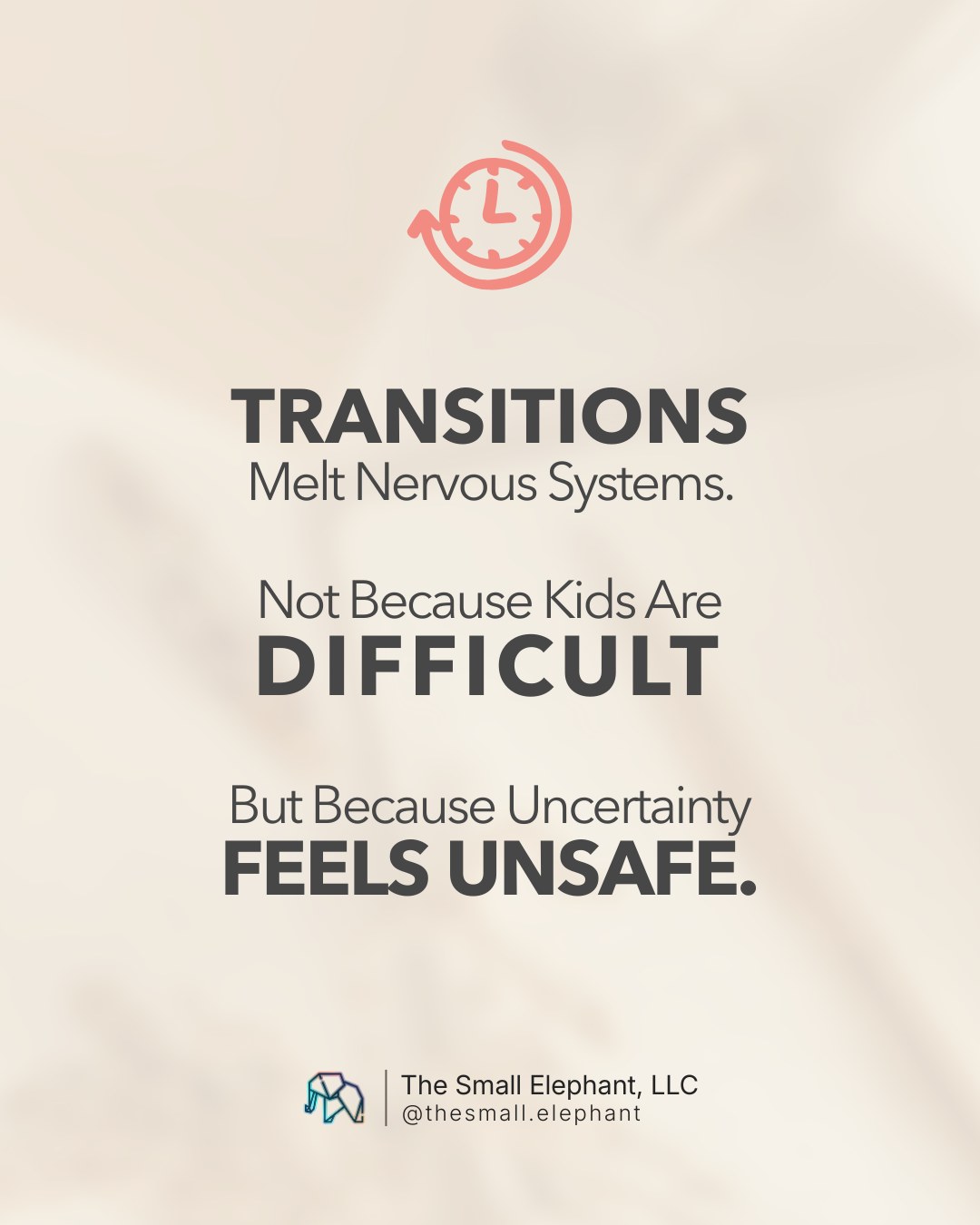 Transitions melt nervous systems because they can cause feelings of unknown outcomes, which can feel quite unsafe to our littles.
When a child doesn’t know what’s coming next, their body tries to slow things down, which often take the form of behavior struggles.
Please don’t clock this behavior as defiance. It’s actually a form of protection.
Most transition struggles aren’t about behavior at all. They’re about a nervous system asking, “Am I safe to move forward?” And when this isn’t clear, there’s struggle.
And honestly, the same is true for us. So, when bedtime spirals or mornings fall apart, it’s rarely because you’re doing it wrong. It’s because everyone’s system needs more clarity, not more pressure.
Support first and be surprised to see how movement follows.
Save this if your kids struggle with transitions.
#TheSmallElephant
#NervousSystemReset
#Overstimulated
#GentleRhythms
#EmotionalSafety
#ParentingFromTheBody
#SoftStructure