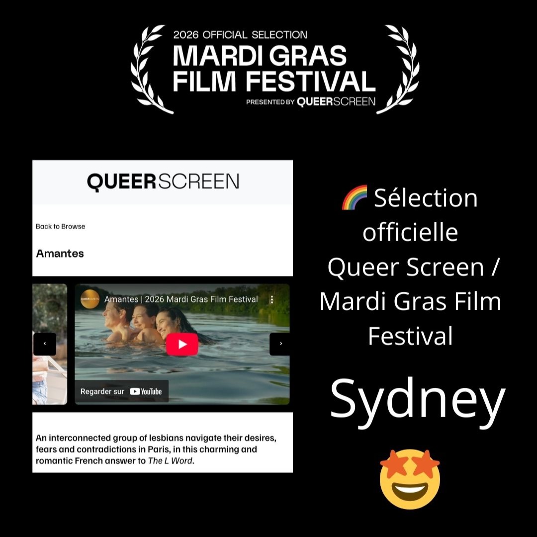 Nous sommes très fières de présenter Amantes @queerscreen Queer Screen / Mardi Gras Film Festival à Sydney 🇦🇺🌈
Un des festivals LGBTQ+ les plus anciens et importants du monde, célébrant le cinéma queer et les voix diverses à l’écran
Une nouvelle étape dans le voyage international du film.
Merci infiniment à l’équipe du festival pour cette sélection 🧡
We are very proud to present Amantes at the Queer Screen / Mardi Gras Film Festival in Sydney 🇦🇺🌈
One of the oldest and most important LGBTQ+ festivals in the world, celebrating queer cinema and diverse voices on screen.
A new step in the film’s international journey.
Endless thanks to the festival team for this selection 🧡
#QueerFilm #LesbianStories #QueerCinemaWorldwide #MardiGrasFilmFestival #LGBTQStories