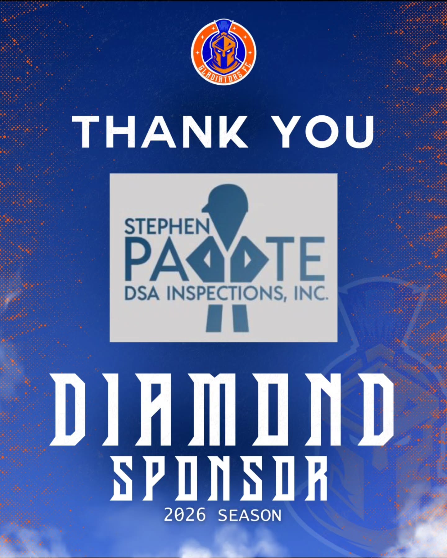 We are grateful to Stephen Paone DSA Inspections, Inc. for renewing as our Diamond Sponsor for the 2026 season.
Your continued partnership strengthens our mission and supports the development of our athletes on and off the pitch. ⚔️
