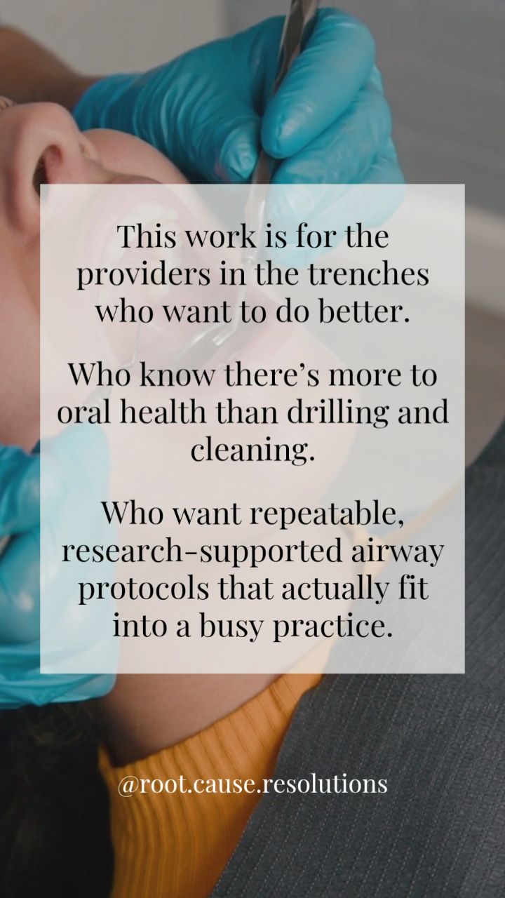 🦷 This work is for the providers in the trenches who know there’s more to oral health than drilling and cleaning.
The ones who understand that airway health isn’t a trend—it’s physiology
➡️ Oxygen saturation
➡️ Inflammatory burden
➡️ Disrupted sleep architecture
These aren’t abstract concepts.
They show up in your perio charts, tissue response, bruxism patterns, xerostomia, and delayed healing.
💥 If we don’t understand airway health, we can’t fully understand oral-systemic disease.
Sleep-disordered breathing drives intermittent hypoxia, oxidative stress, systemic inflammation & impaired immune response.
💥 That cascade directly influences periodontal breakdown, caries risk, and long-term stability.
This is about building a solid foundational understanding of airway science and how it intersects with the patients you see every day. And yes—having clear, research-supported clinical protocols to follow.
⚠️ Because awareness without structure doesn’t change outcomes.
If you’re ready to elevate your standard of care, my Airway Integration Masterclass is for you.
✍️ Comment ELEVATE, and I’ll send you the details.
#rootcause #rdh #wholebodyhealth #oralhealth #sleep