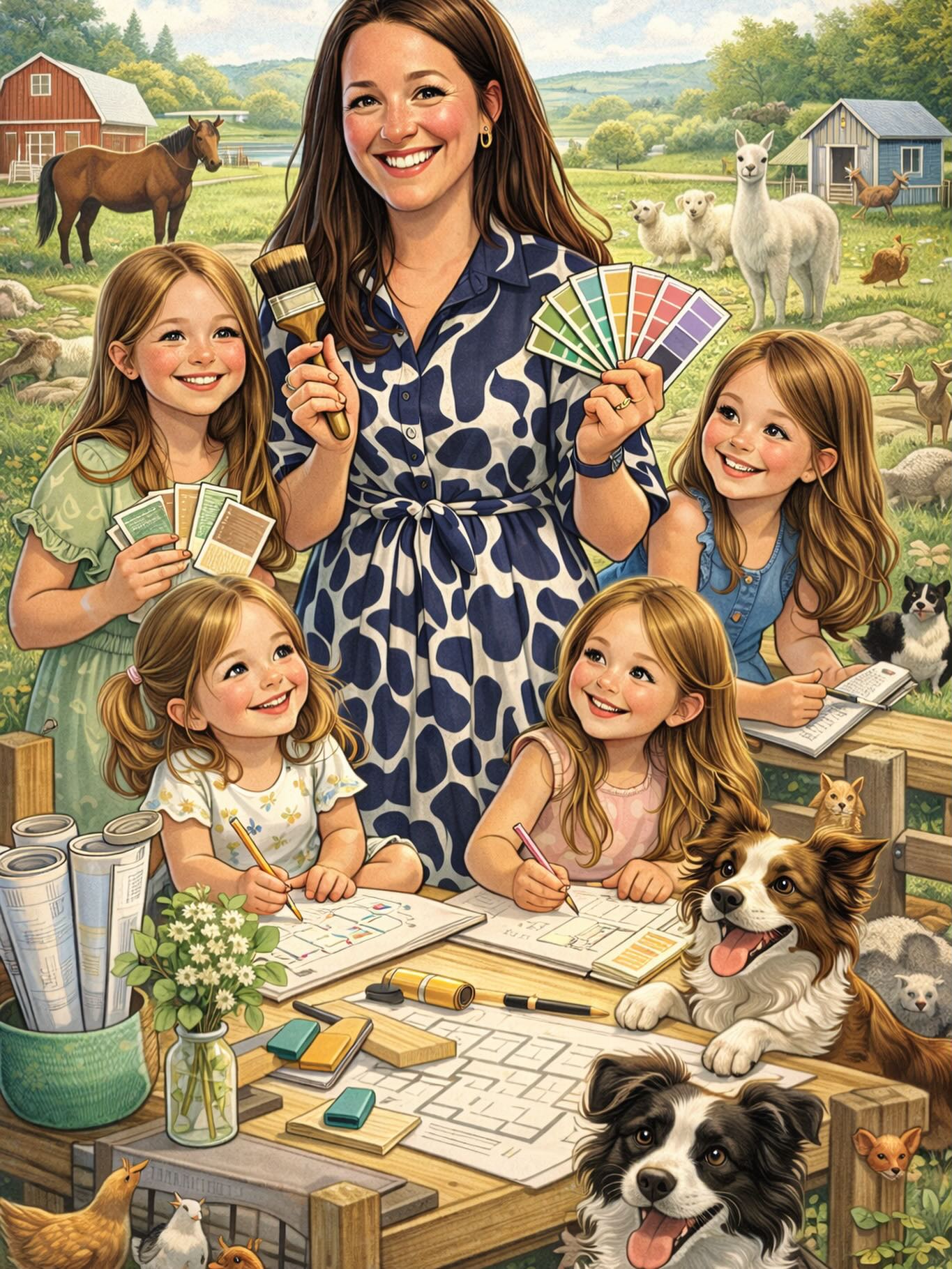 🫶🏼 I couldn’t resist jumping on this chat GPT trend. I love that it captured me surrounded by interior samples, with my 4 daughters and menagerie of animals (although don’t look too closely - some of them are a bit questionable! 😂)