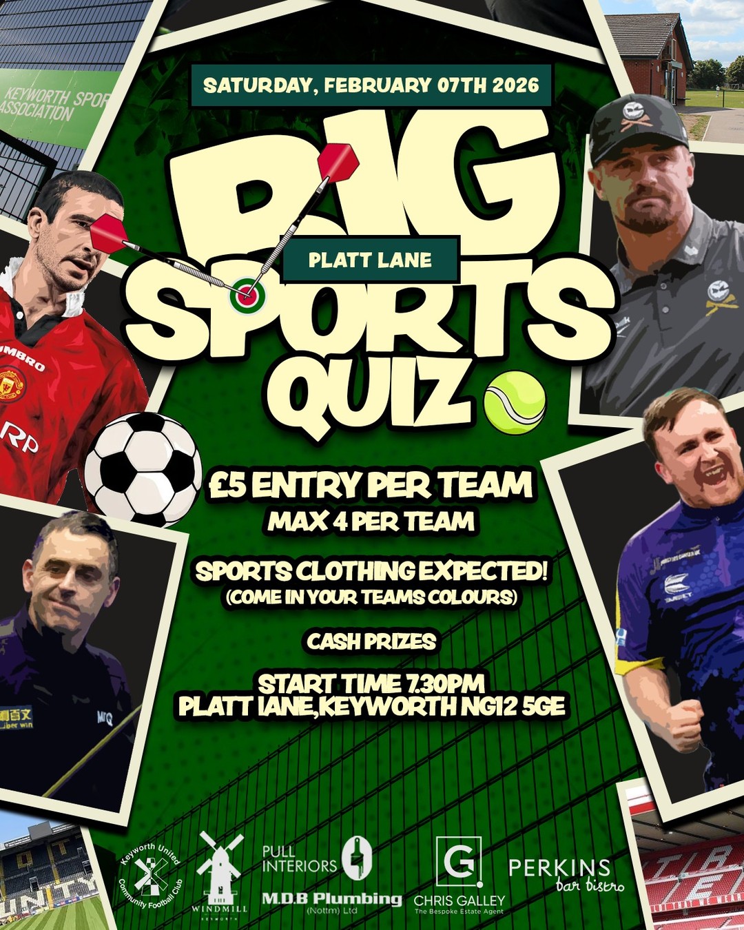 Quiz Night 🏆 | Keyworth United Football Club
Tomorrow we host our Big Sports Quiz! We have a total of Five rounds totalling 70 questions! So get your teams together and head on down to Platt Lane tomorrow evening.
#UTG | #COYG