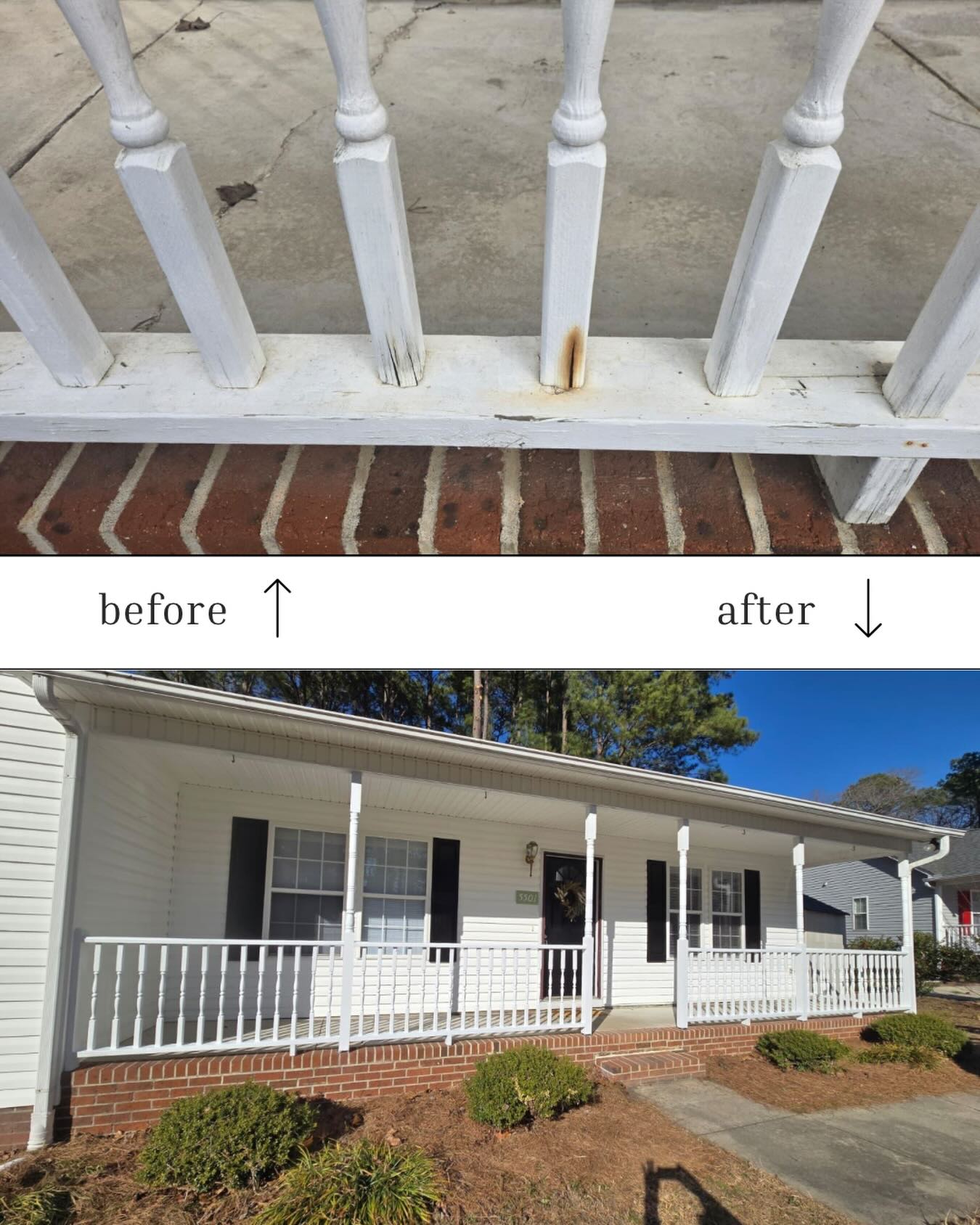 Railing repair = instant porch glow-up 🤍 #railingrepair #porchgoals #contractingservices #railingdesign