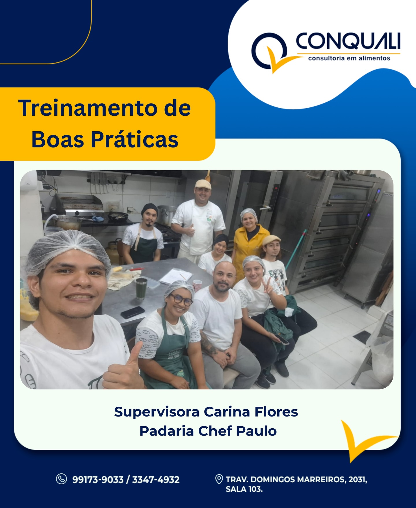 Treinamento de Boas Práticas na prática: equipe alinhada, rotina organizada e produção mais segura. ✅👩🏽🍳
Hoje foi dia de reforçar os pontos que fazem diferença no dia a dia da Padaria Chef Paulo:
🧼 higienização correta de mãos e superfícies
🥖 manipulação segura dos alimentos
❄️ controle de tempo e temperatura
📋 organização de processos e checklists
🧢 uso adequado de EPIs e condutas na produção
Parabéns à Supervisora Carina Flores e a toda a equipe pelo comprometimento! Segurança alimentar não é “detalhe”, é padrão. 💙💛
Quer levar esse treinamento para o seu negócio? Fala com a Conquali. 📲
#Conquali #BoasPráticas #SegurançaAlimentar #Padaria #QualidadeEProdução