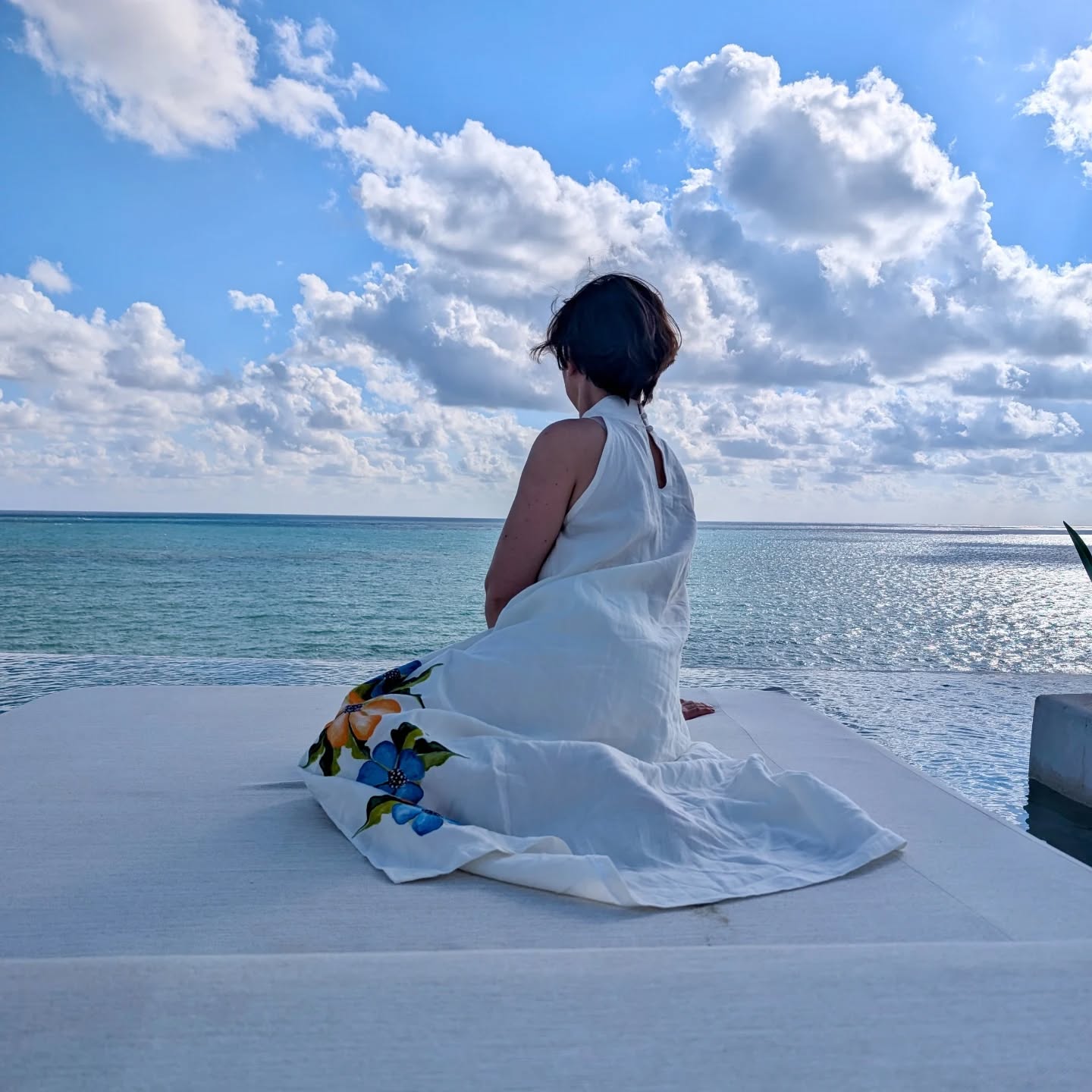 Cancún, un momento robado a la acción del Fashion Show el año pasado.
Hay algo en el lino puro que obliga a bajar las revoluciones. Esta pieza, pintada a mano en nuestro atelier, fue mi refugio personal frente al mar. El verdadero lujo no grita; respira, te envuelve y te permite simplemente estar. Esa sensación de paz es lo que buscamos coser en cada prenda que sale de Eve Valverde Atelier.
#EveValverde #LujoArtesanal #SlowFashionCR #LinoPuro #HandPainted ResortWear CancunMemories