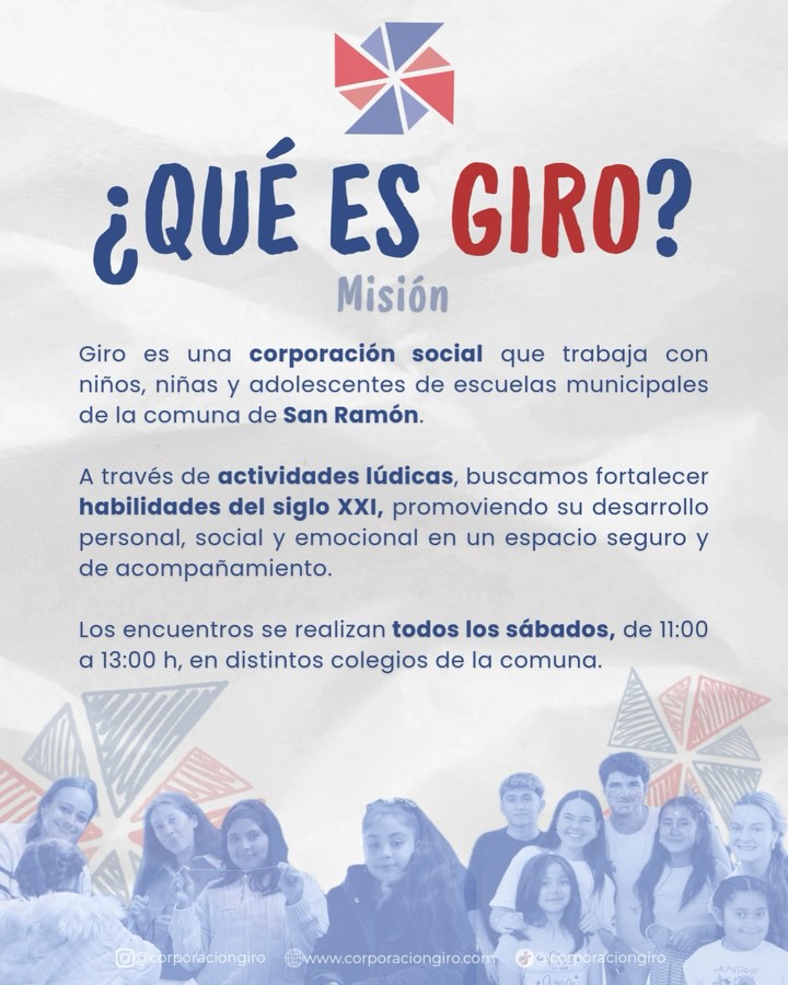 Educar hoy es mucho más que enseñar contenidos.💡
En un mundo en constante cambio, las habilidades del siglo XXI se vuelven esenciales desde la infancia.
En Giro, trabajamos cada sábado con niños, niñas y adolescentes de escuelas en San Ramón, utilizando el juego y la experiencia como herramientas para fortalecer capacidades como la comunicación, la empatía, la adaptabilidad, entre otras.🗣️💡🫱🏻🫲🏾🧠
Nuestro objetivo busca acompañar a niños y niñas para que descubran sus capacidades, fortalezcan sus valores y desarrollen herramientas que les permitan enfrentar desafíos, trabajar en equipo y proyectarse con confianza hacia el futuro.
#voluntariado #chile #like #ayudemosachile #tuayudanosayuda