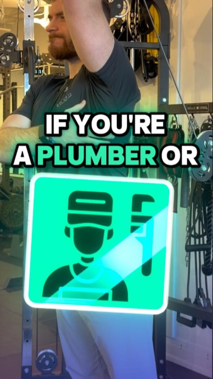 Plumbers and electricians spend hours working overhead — but rarely train in that position.
The overhead triceps extension builds strength and load tolerance where your shoulders actually need it most.
It reinforces control, endurance, and stability in the overhead range.
Building the shoulders in positions that are used frequently is key, and getting bigger triceps is the bonus 🙂