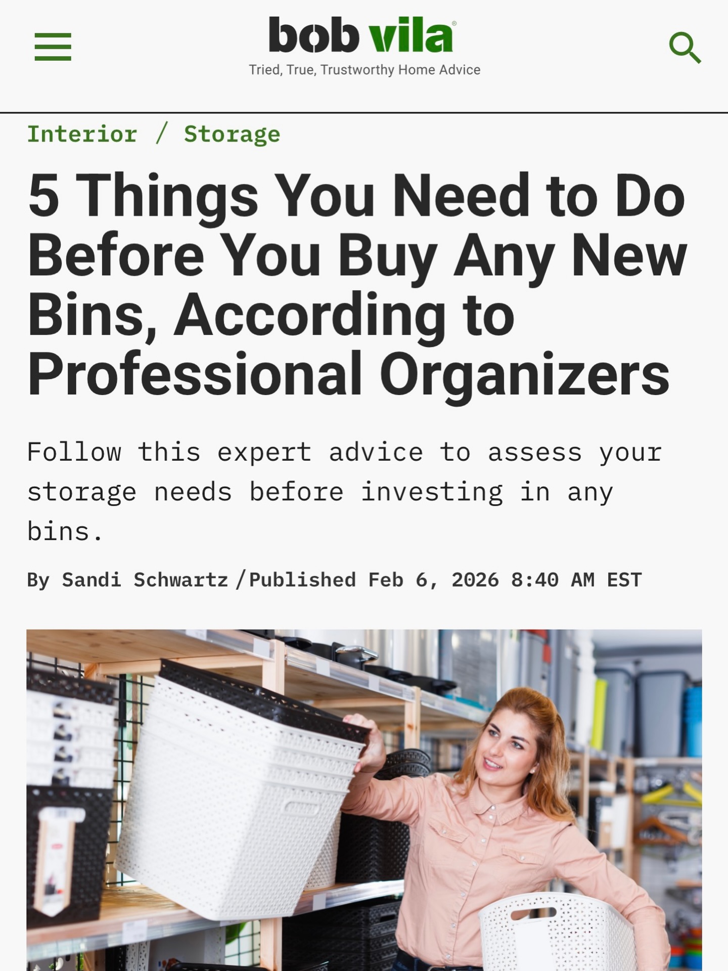 Honored to be featured in this article on @bobvila sharing a few of my go-to storage bin recommendations! Thoughtful, functional containers can make all the difference when it comes to keeping spaces organized and easy to maintain. If you’re looking for simple upgrades that have a big impact, this is a great place to start.
Check out the full article here: https://www.bobvila.com/interior/storage-bin-strategies/
