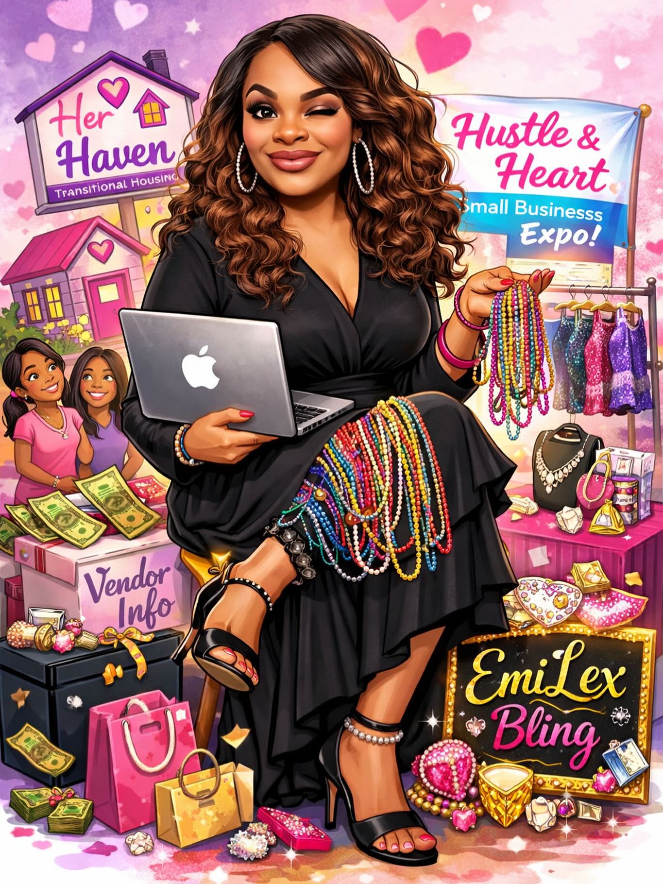 So I gave into the trend!
Allow me to reintroduce myself!
I am Brandy Michelle, Owner and CEO of EmiLex Bling Parties. And as you can see from the caricature, I wear many other hats as well.
I don’t know about you, but I thought this was cute. 🩷
.
.
.
#emilexblingparties #waistbeads #businessowner #president #founder #mylife