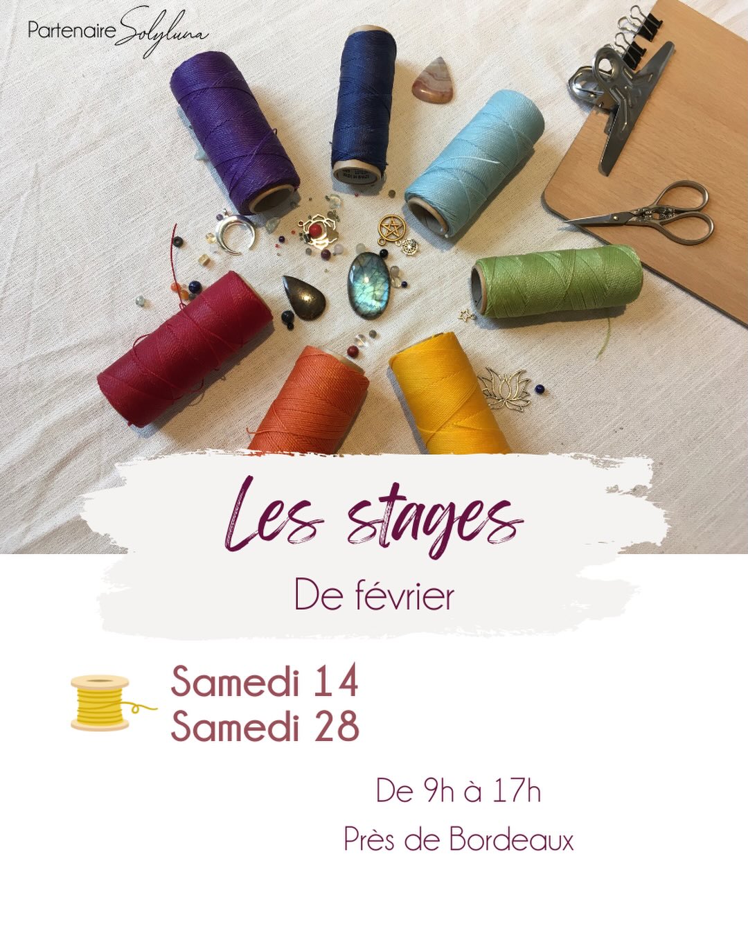 🌿Stages de Février🌿
Quelque soit ton niveau de micro-macramé tu es la bienvenue !
Les stages se déroulent sur la journée de 9h à 17h, tous le matériel est fournis (fils, pierres, perles, planches …).
Deux rendez-vous ce moi-ci :
- Samedi 14 février
- Samedi 28 Février
🎨 Atelier limité à 6 participantes pour un suivi personnalisé
✨ Partenaire Solyluna Macramé
📍 St Christoly-de-Blaye en Gironde
💌 Pour réserver : Lien dans la bio
Le tarif est de 110€