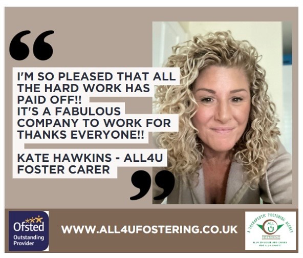 💌ALL4U foster carers make the young ALL4U's feel safe and loved everyday. Our result is every piece theirs as it is the staff's. Team work.
Here's what Kate had to say about our recent inspection result...