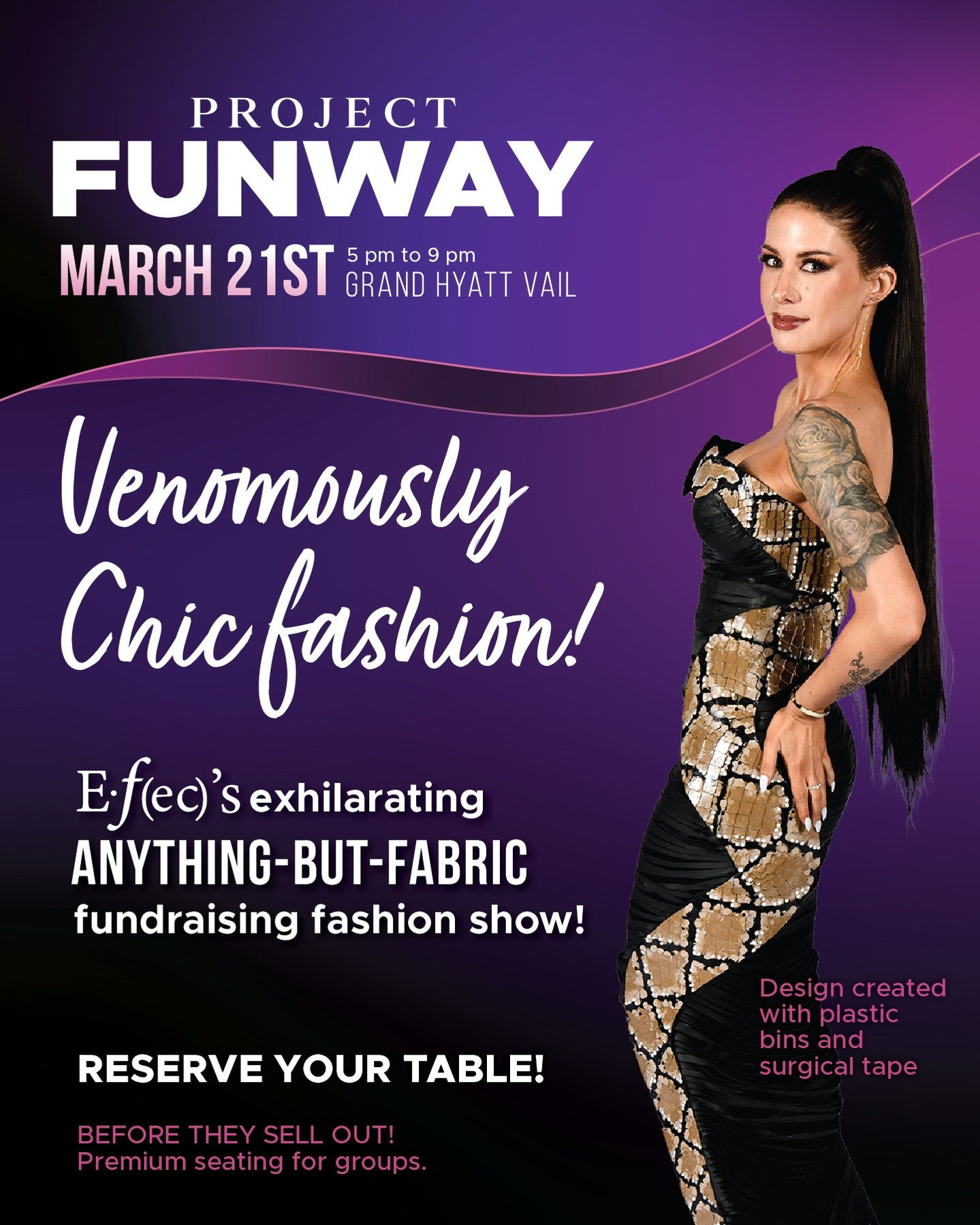 PROJECT FUNWAY 2026, the most creative fundraising event of the year, is on March 21st! Designers make stunning designs using anything but fabric!
RESERVE YOUR PROJECT FUNWAY 2026 TABLE TODAY!
Due to a one-year venue change while Dobson Arena is renovated, Project Funway 2026 will host a more intimate audience at the Grand Hyatt Vail. Table seating is extremely limited and expected to sell out quickly—early reservations are strongly encouraged.
Visit 👉 ProjectFunway.org
to grab your table, sponsor, or donate!
Thank you to our sponsors! You make this event possible!
@vailmtn, @beavercreek, @alpinebank, The Zimmel Family Foundation, WinMax Foundation, Gina Browning & Joe Illick, The Elliott Family and so many other generous sponsors.
#projectfunway #sparkcreativity
@grandhyattvail