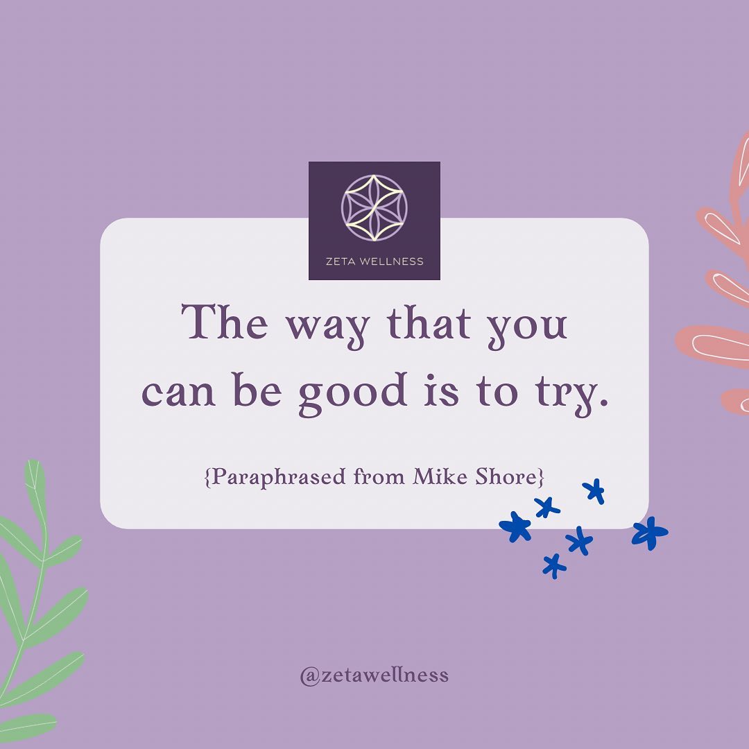 “The way that you can be good is to try.” (Paraphrased from Mike Shore on the @richroll podcast)
.
Anyone else get stuck in the space between trying to grow but also not trying to f*ck up the new thing that you want to do? Embracing sitting in uncomfortable places and recognizing your privilege in being able to enter and exit those spaces?
.
Yeah, me too. I don’t remember the context of these words, but they remind me that trying to be better and doing good in various spaces starts with honest, vulnerable effort. #try #getuncomfortable #getbetter #zetawellness